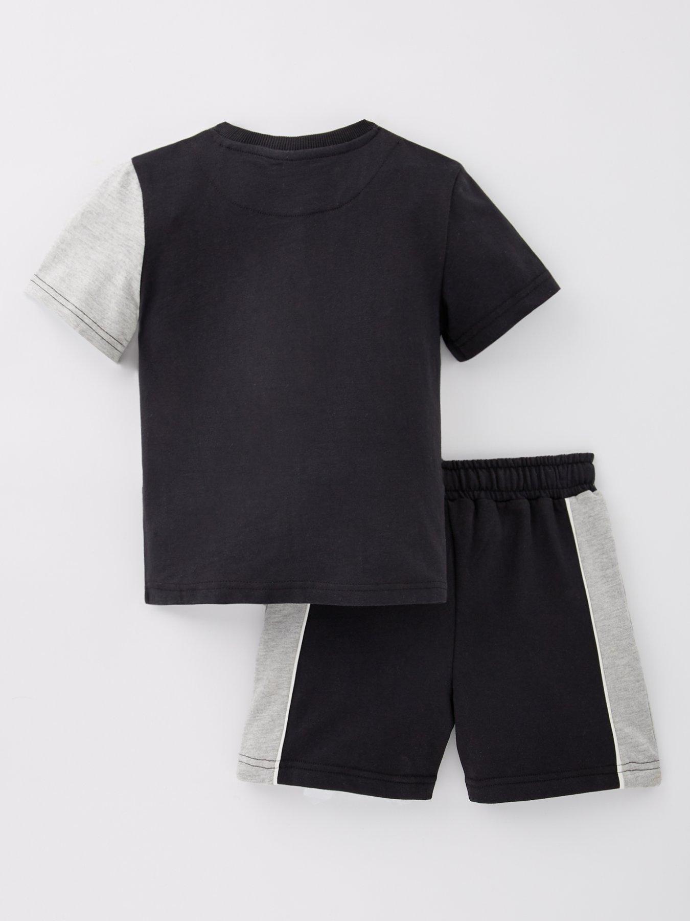  image of mini-v-by-very-boys-mono-cut-and-sew-t-shirt-and-short-set-multi