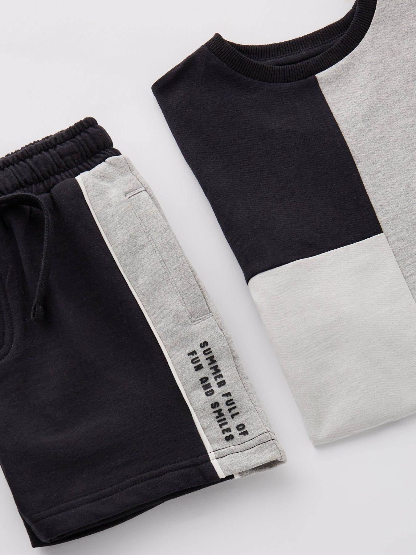  image of mini-v-by-very-boys-mono-cut-and-sew-t-shirt-and-short-set-multi