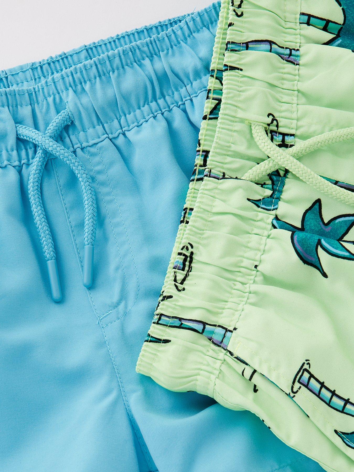  image of mini-v-by-very-boys-2-pack-palm-tree-and-plain-swim-shorts-multi