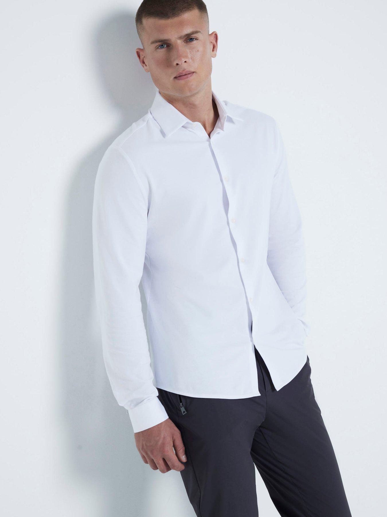  image of river-island-clean-muscle-fit-jersey-shirts-white