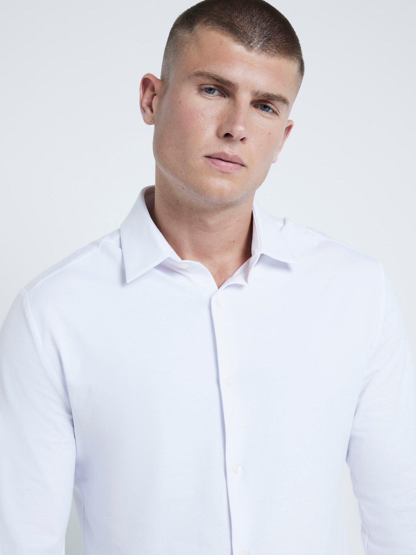  image of river-island-clean-muscle-fit-jersey-shirts-white