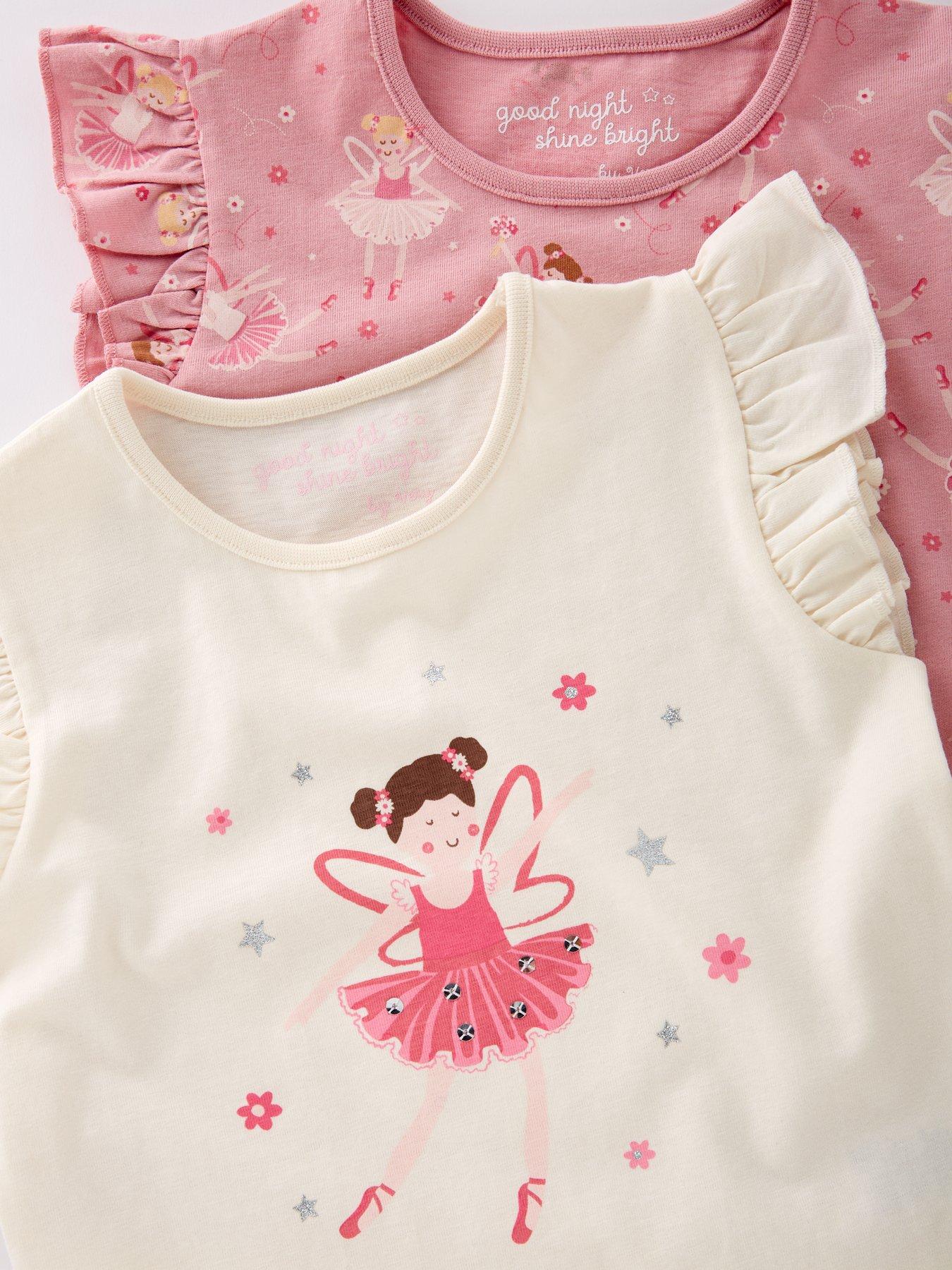  image of mini-v-by-very-girls-2-pack-ballerina-shorts-pyjama-set-multi
