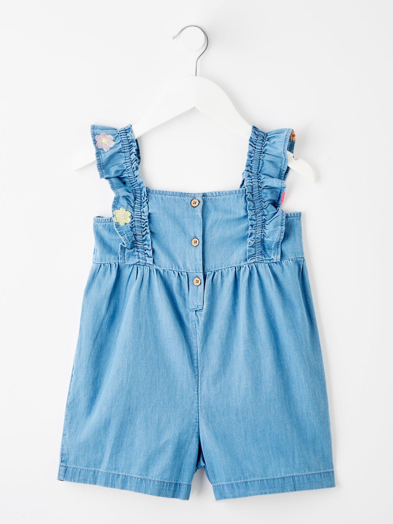  image of mini-v-by-very-girls-embroidered-flower-denim-playsuit-blue