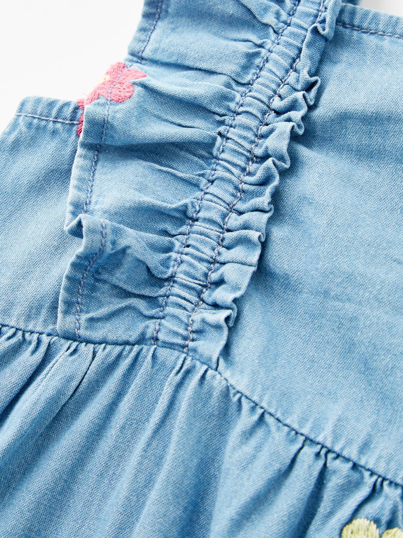 image of mini-v-by-very-girls-embroidered-flower-denim-playsuit-blue