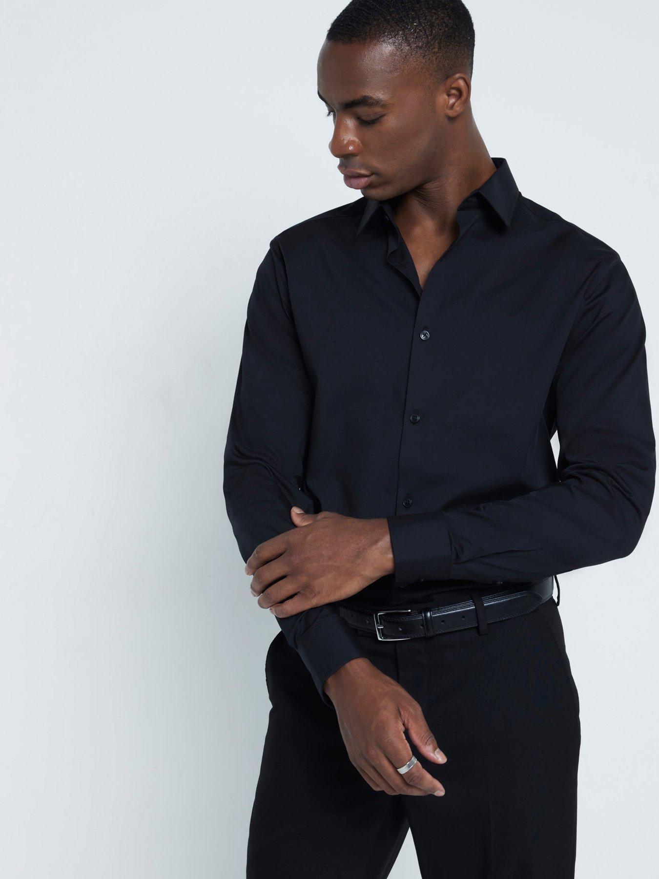 Image 1 of 6 of River Island Slim Fit Smart Shirt - Black