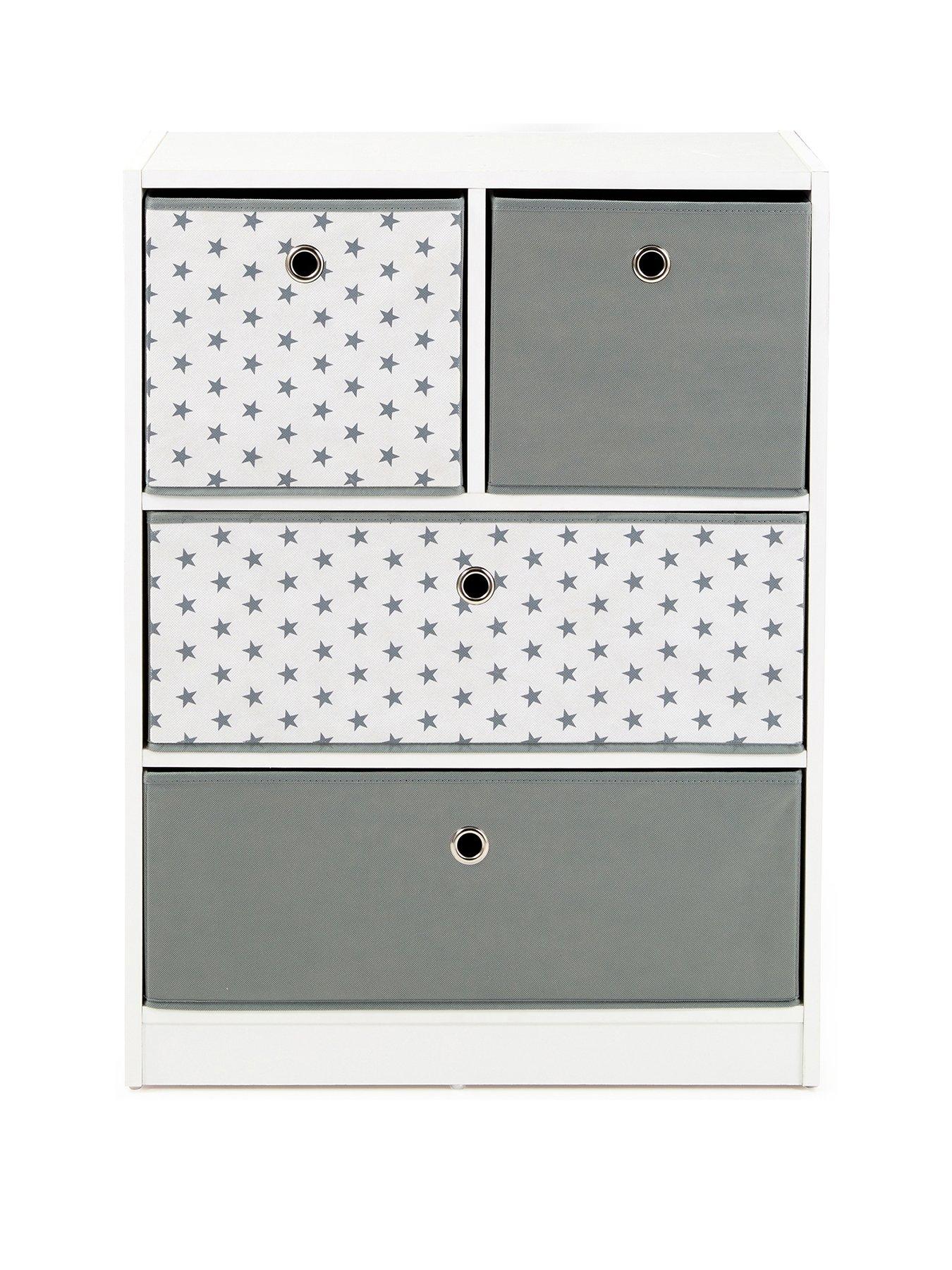 The Very Collection 2 + 2 Cube Storage Unit with Boxes in Grey/Stars ...