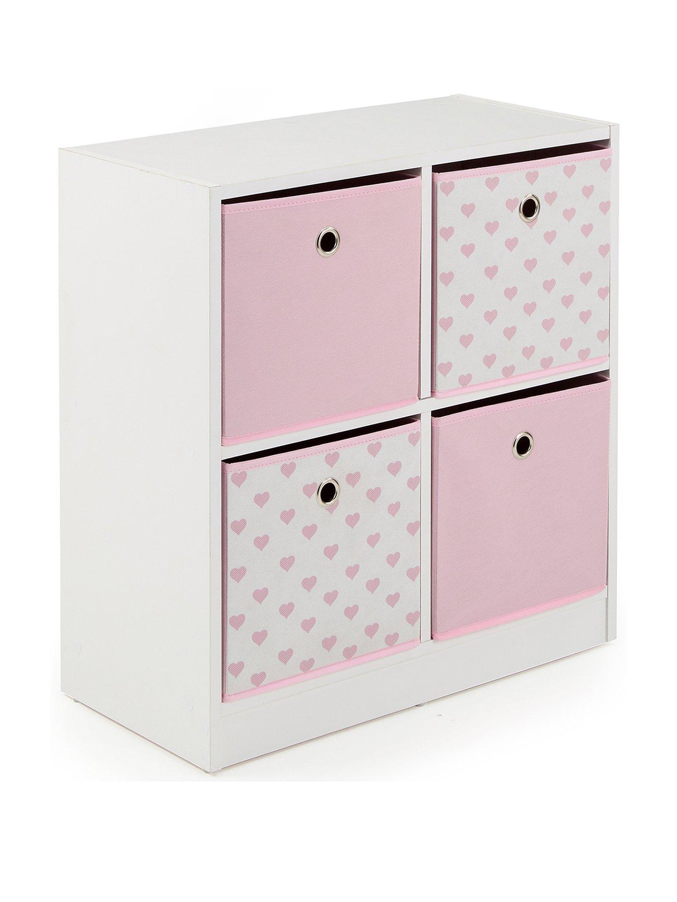  image of very-home-4nbspcube-storage-unitnbspwithnbspboxes--nbsppinkheartsnbsp--fscreg-certified