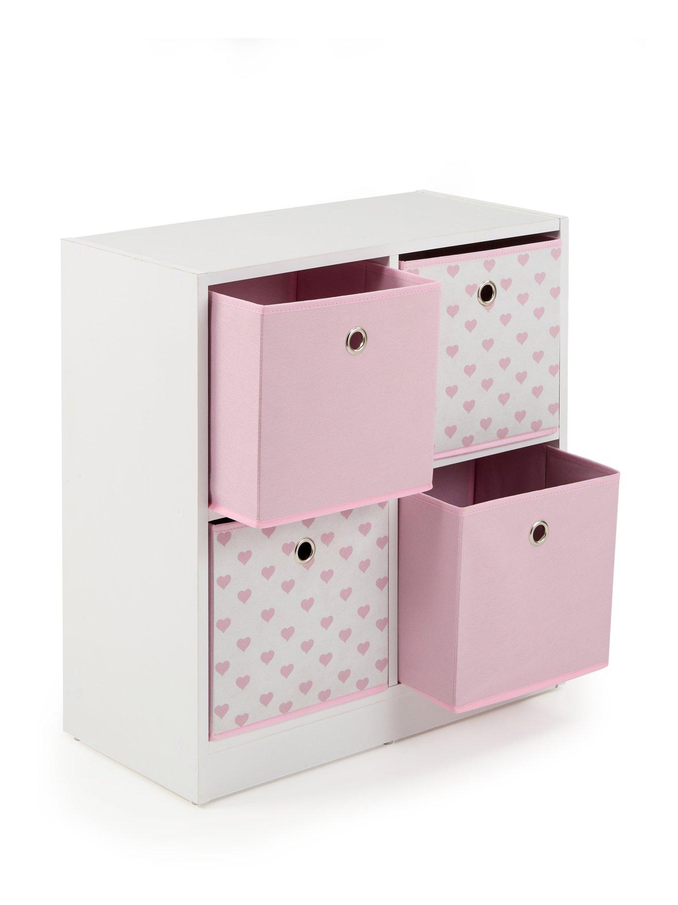  image of very-home-4nbspcube-storage-unitnbspwithnbspboxes--nbsppinkheartsnbsp--fscreg-certified