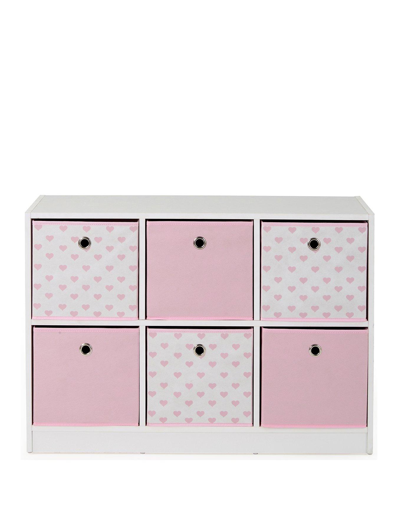  image of very-home-6-cube-storage-unit-with-boxes-pinkhearts-fscreg-certified