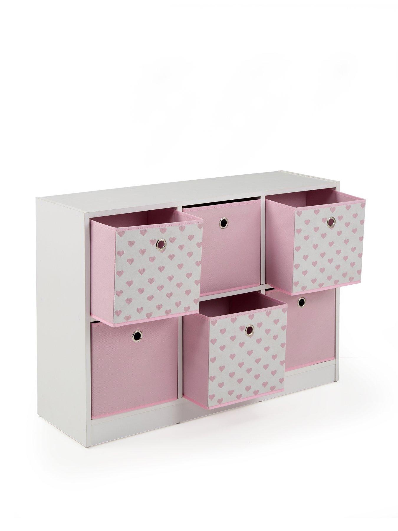  image of very-home-6-cube-storage-unit-with-boxes-pinkhearts-fscreg-certified