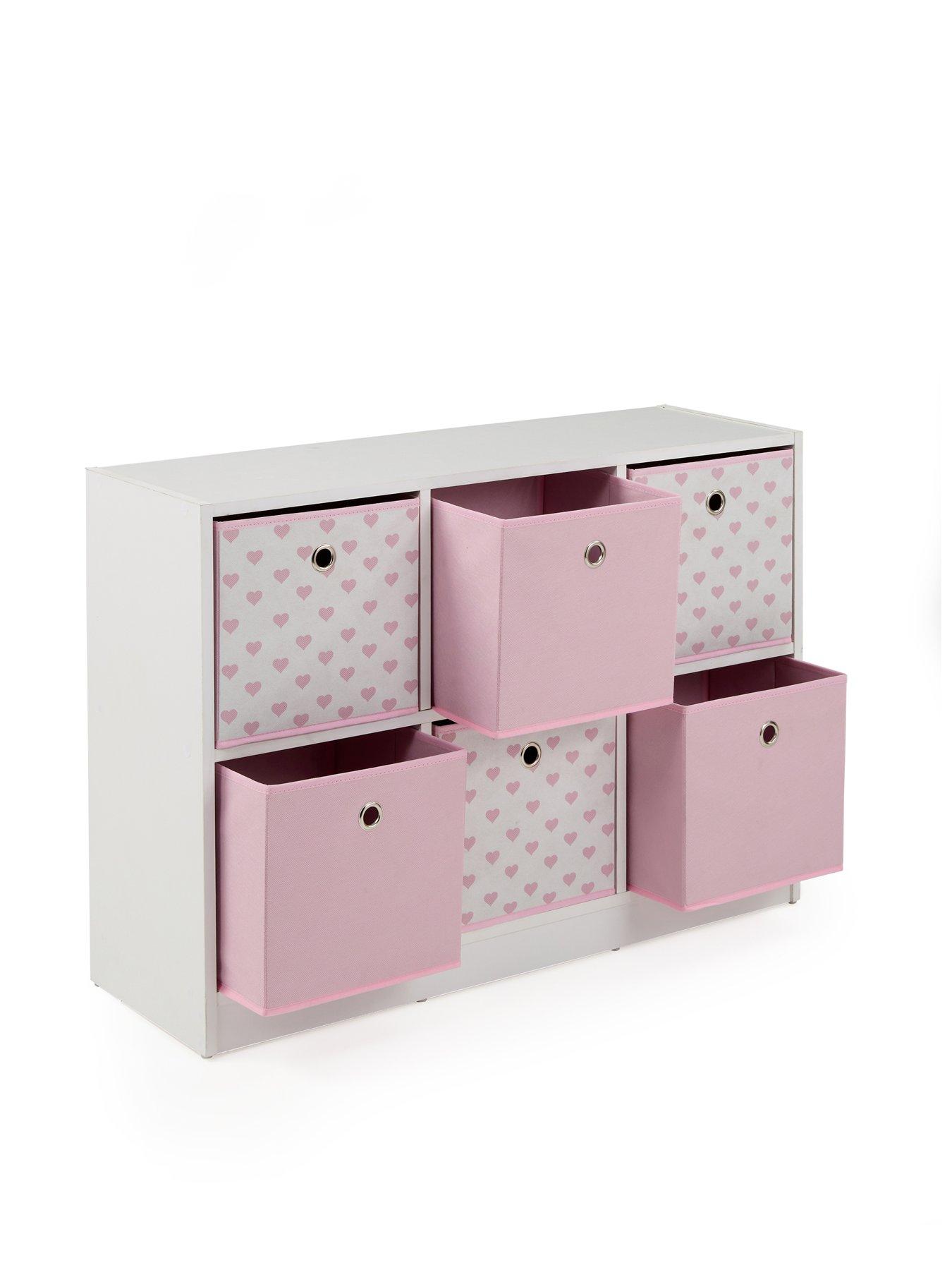  image of very-home-6-cube-storage-unit-with-boxes-pinkhearts-fscreg-certified