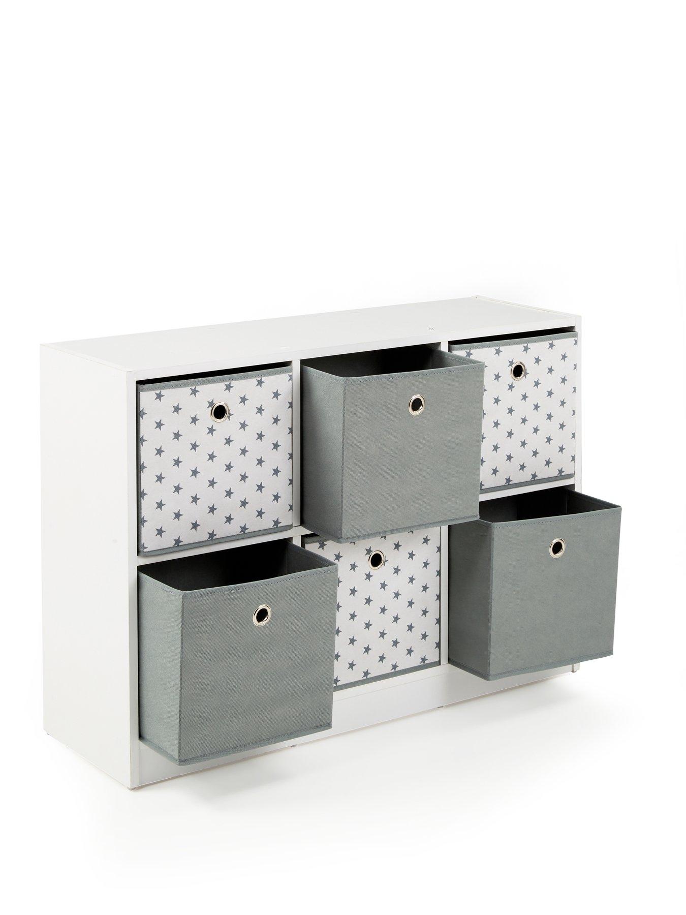 The Very Collection 6 Cube Storage Unit with Boxes - Grey/Stars - FSC ...