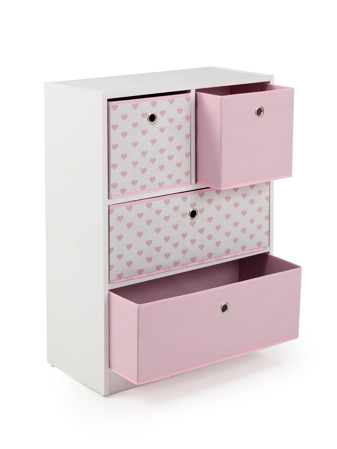 Image 4 of 6 of The Very Collection Cube 2 +&nbsp;2 Storage Unit with&nbsp;Boxes -&nbsp;Pink Hearts&nbsp;- FSC&reg; Certified
