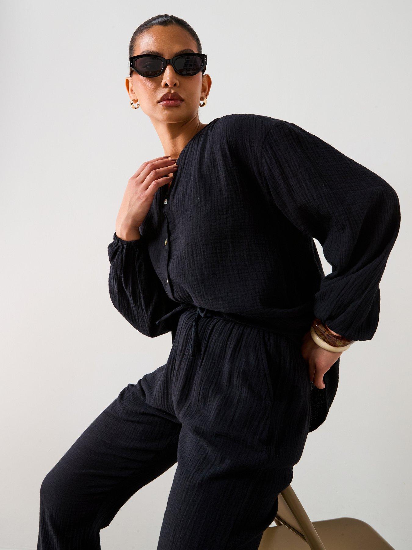 v-by-very-notch-neck-crinkle-blouse-black