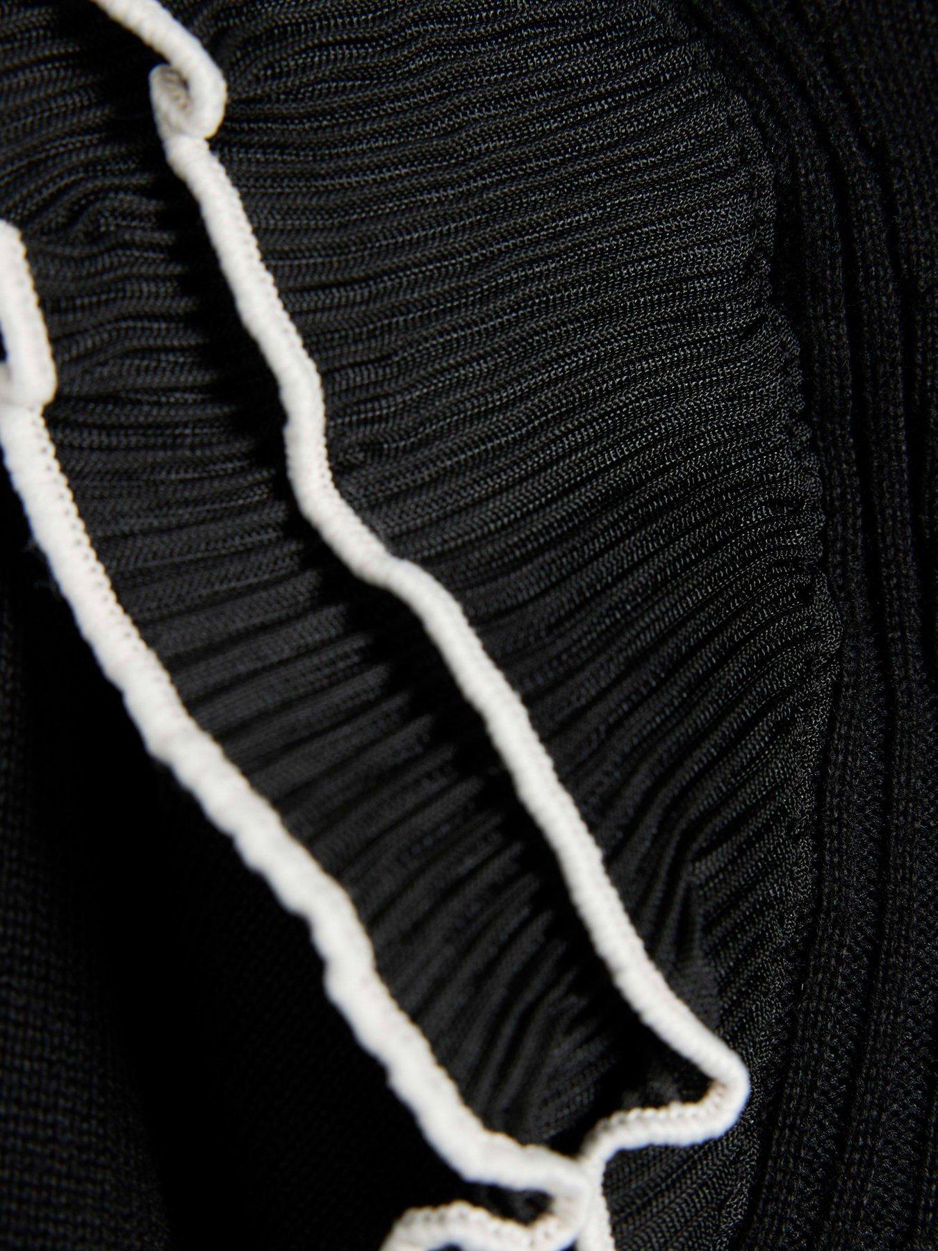  image of river-island-long-sleeve-frill-sleeve-hybrid-jumper-black