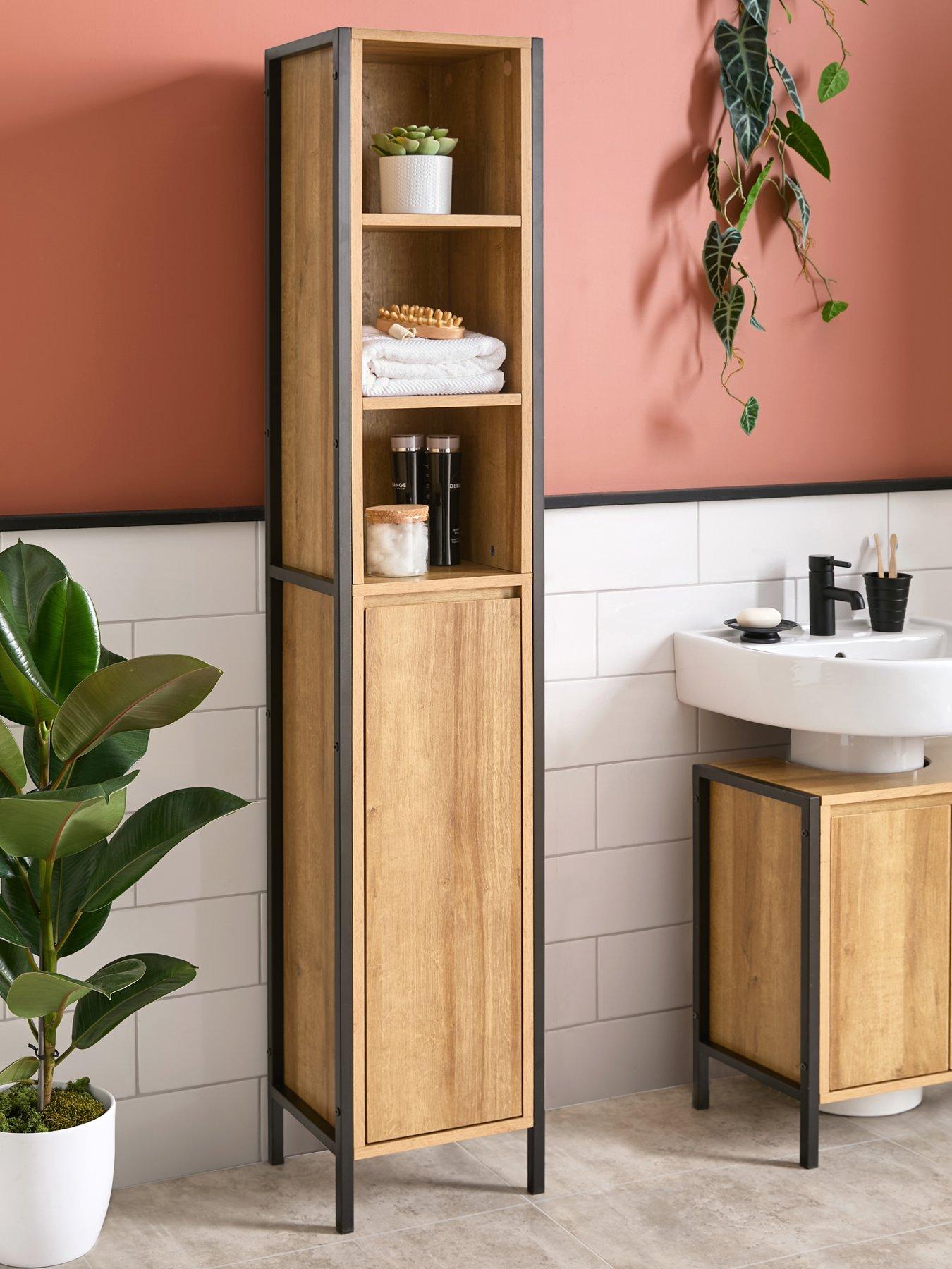 Image 1 of 7 of The Very Collection Larson Tall Bathroom&nbsp;Cabinet&nbsp;&nbsp;- Dark Oak - FSC&reg; Certified