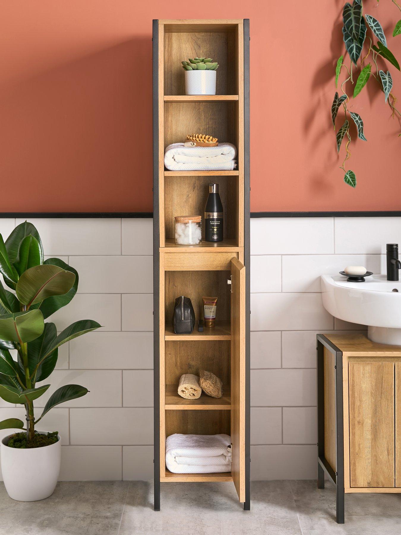 Image 2 of 7 of The Very Collection Larson Tall Bathroom&nbsp;Cabinet&nbsp;&nbsp;- Dark Oak - FSC&reg; Certified