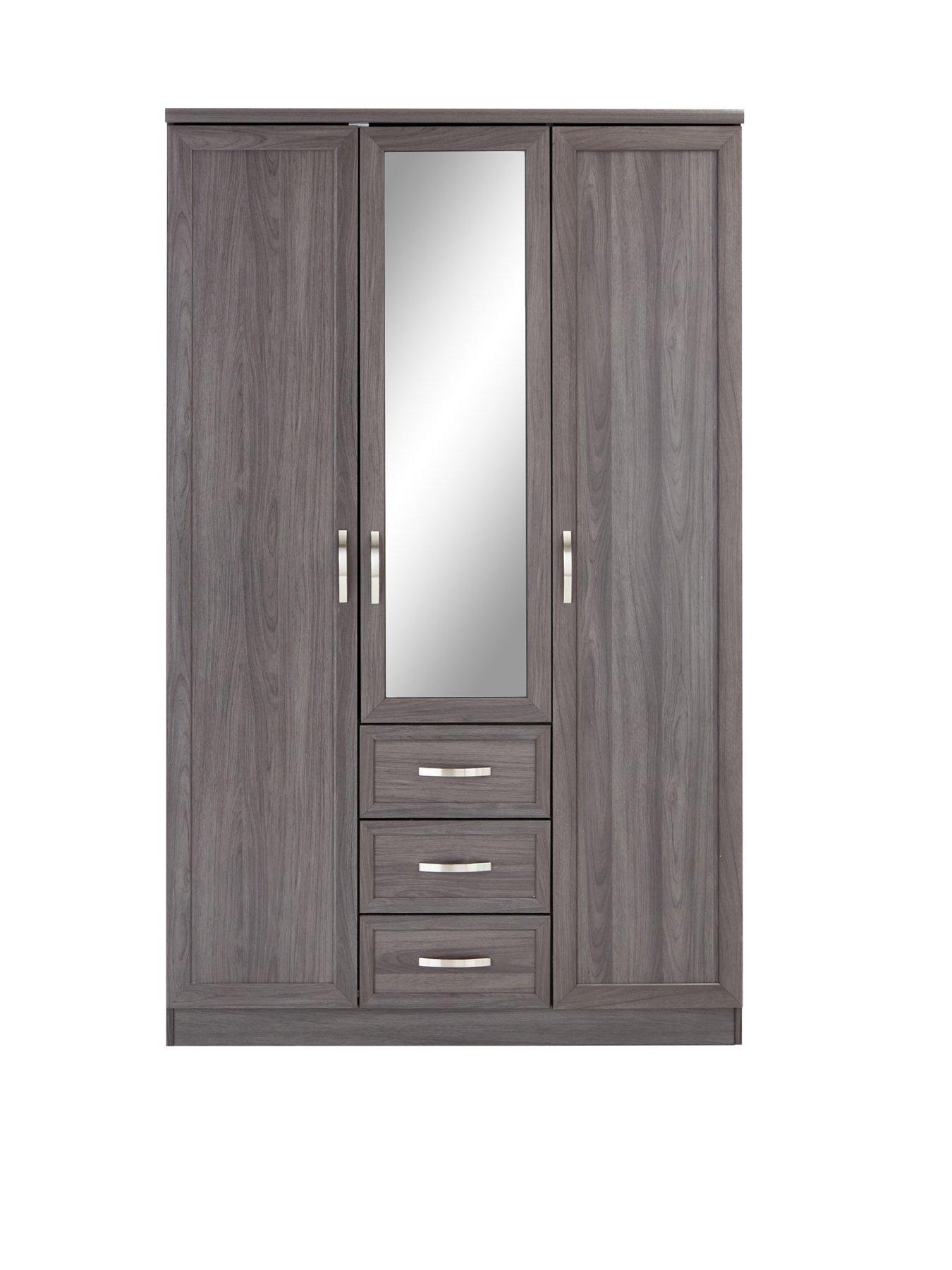  image of very-home-camberley-3-piece-package-3-door-3-drawer-mirrored-wardrobe-5-drawer-chest-andnbsp3-drawer-bedside-chest