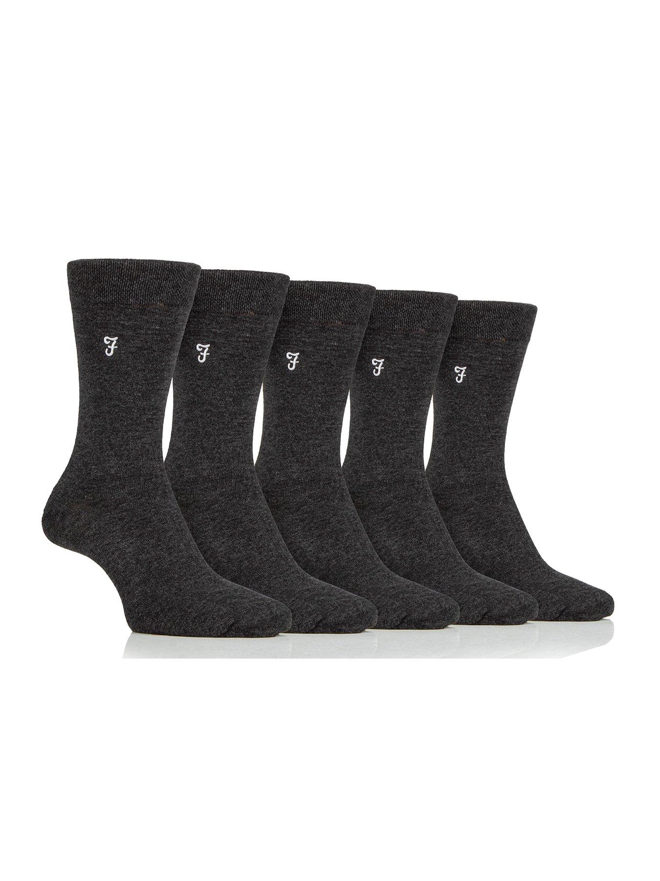 Image 1 of 2 of Farah 5 Pack Bamboo Plain Socks - Grey