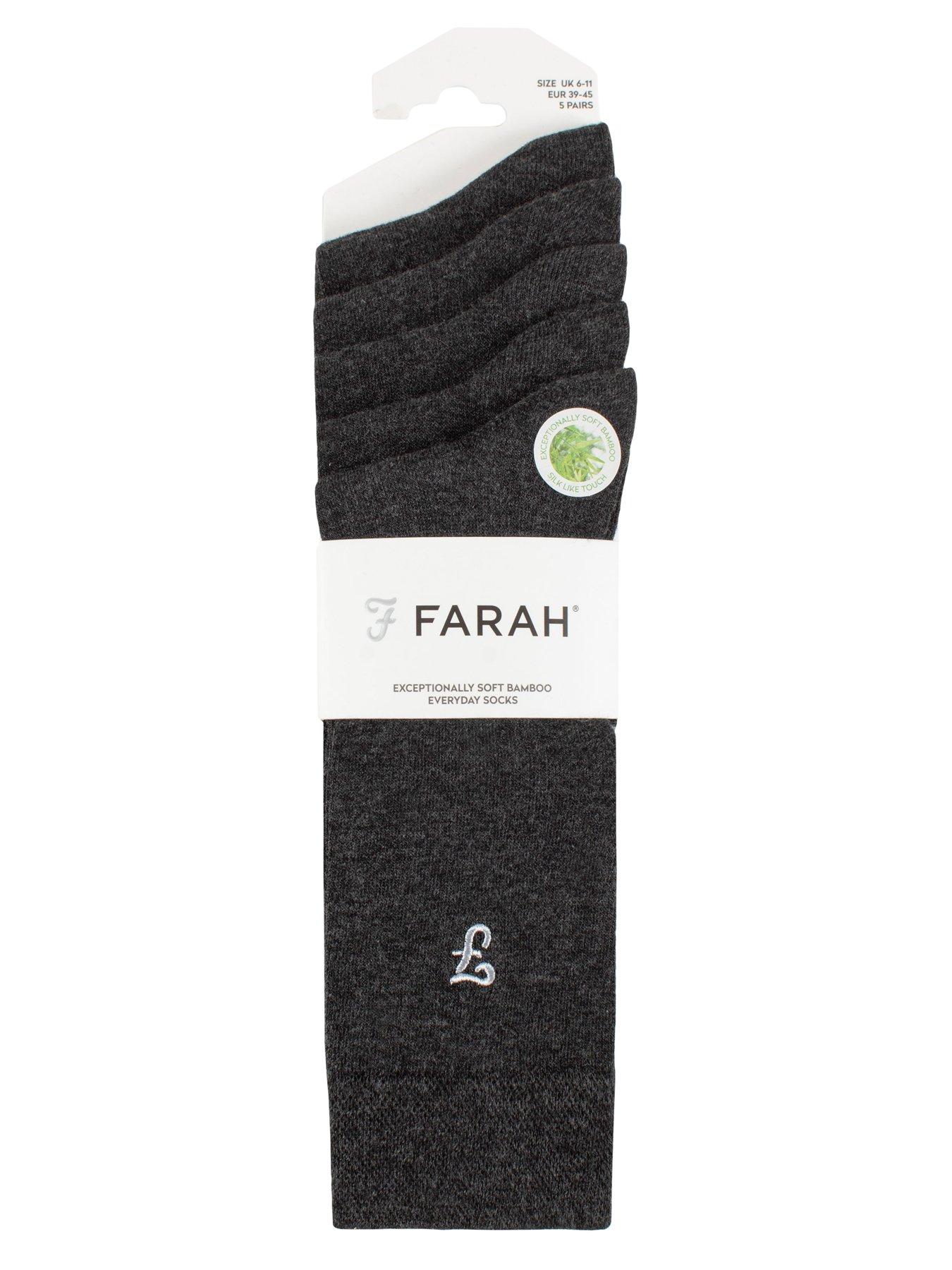 Image 2 of 2 of Farah 5 Pack Bamboo Plain Socks - Grey