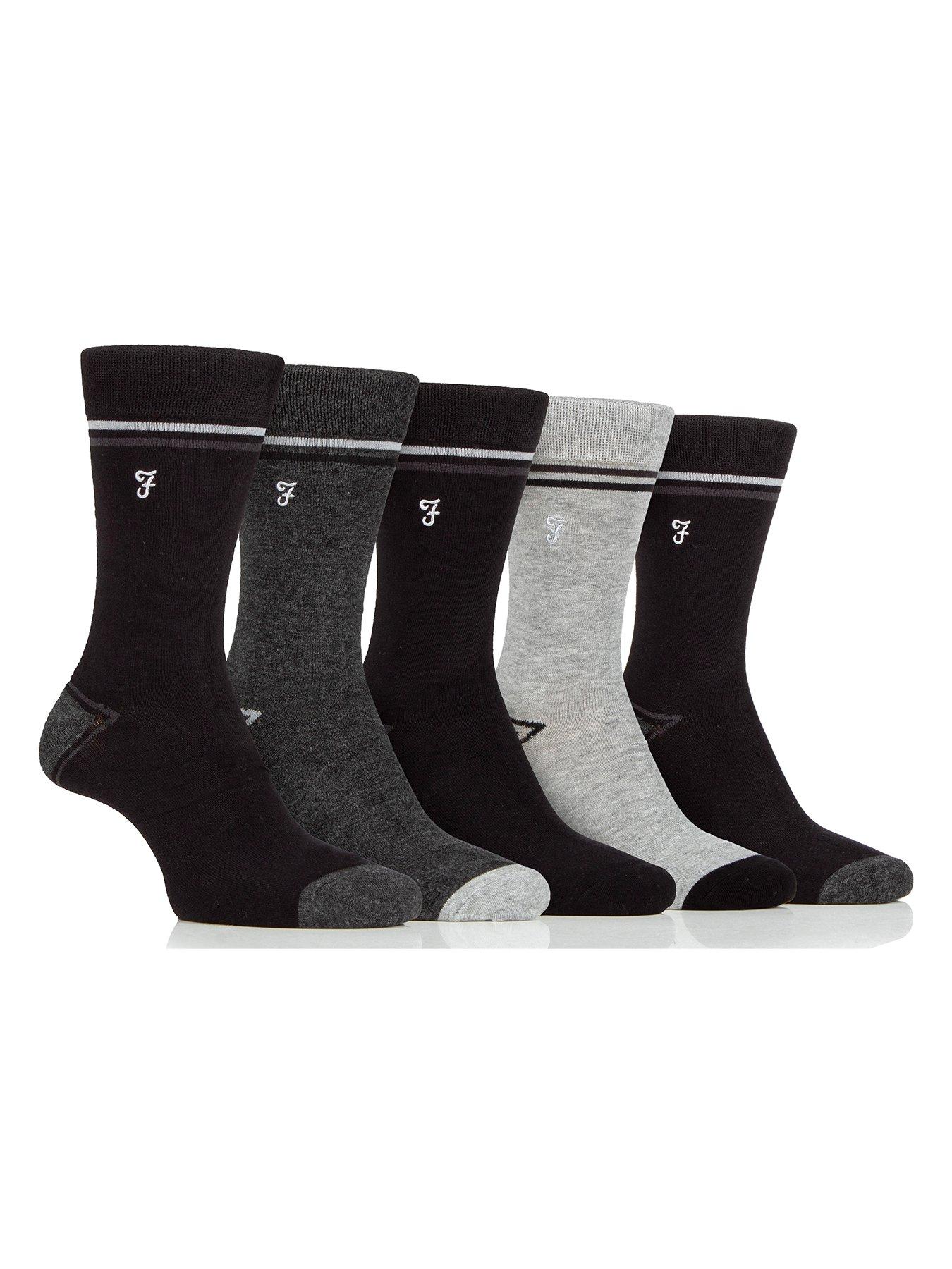 Image 1 of 2 of Farah 5 Pack Bamboo Contrast Heel &amp; Toe Socks - Multi