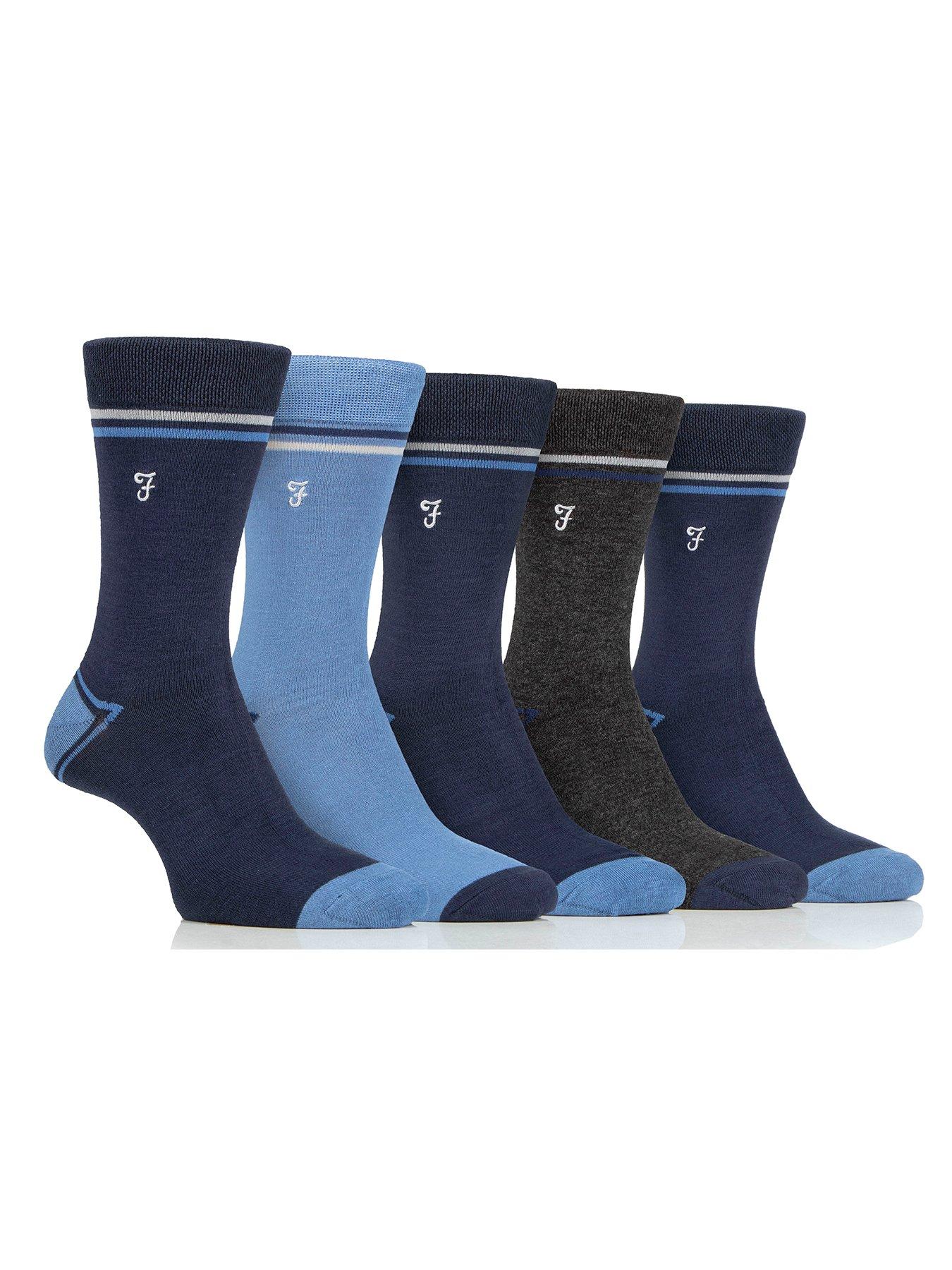 Image 1 of 2 of Farah 5 Pack Bamboo Contrast Heel &amp; Toe Socks - Multi