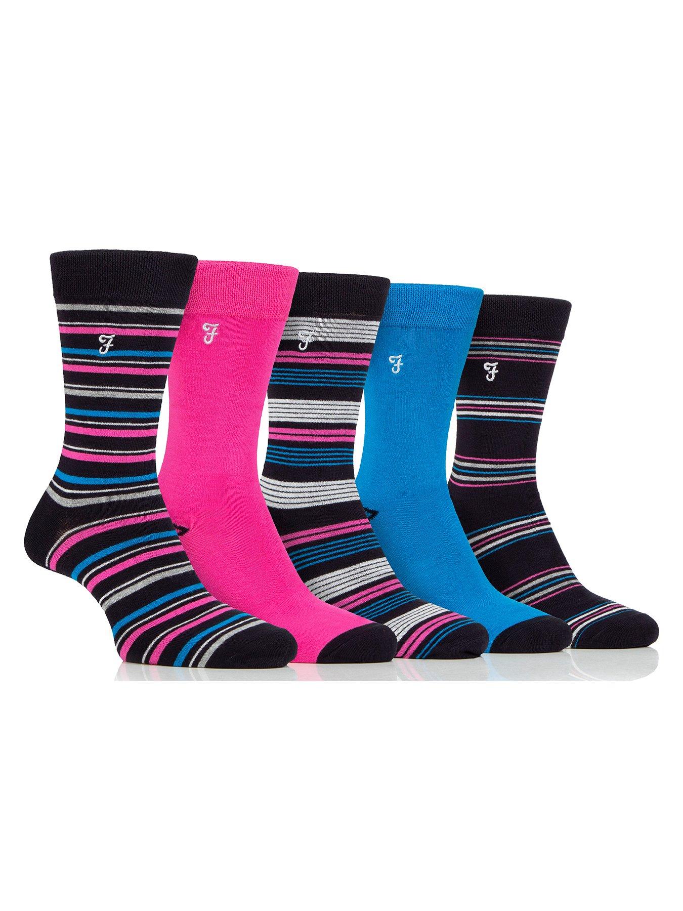 Image 1 of 2 of Farah 5 Pack Bamboo Bright Pattern Socks - Multi
