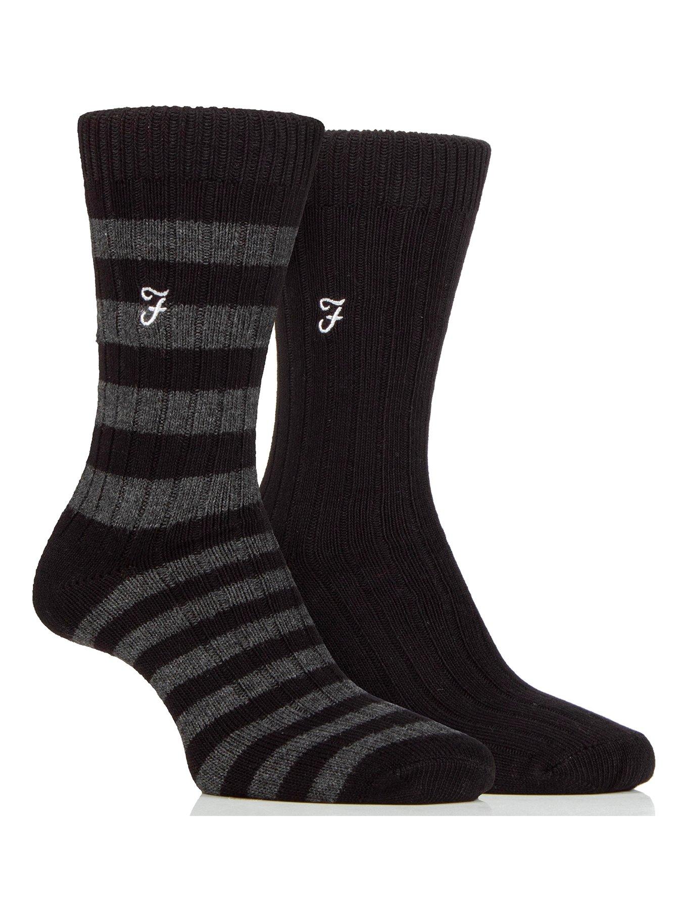Image 1 of 2 of Farah 2 Pack Bamboo Boot Socks - Black