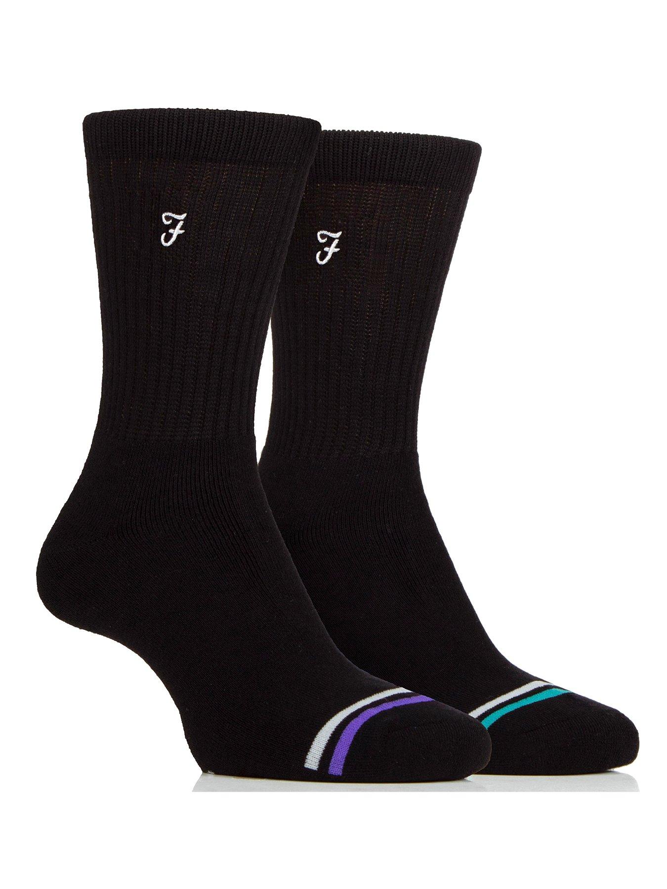 Farah 2 Pack Bamboo Leisure Socks - Black