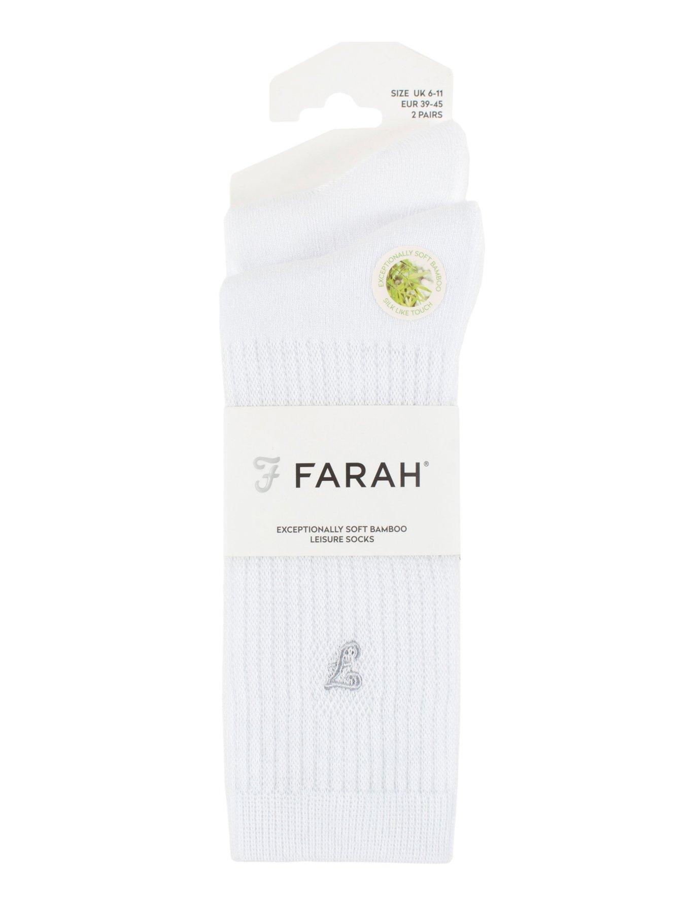 Image 2 of 2 of Farah 2 Pack Bamboo Leisure Socks - White