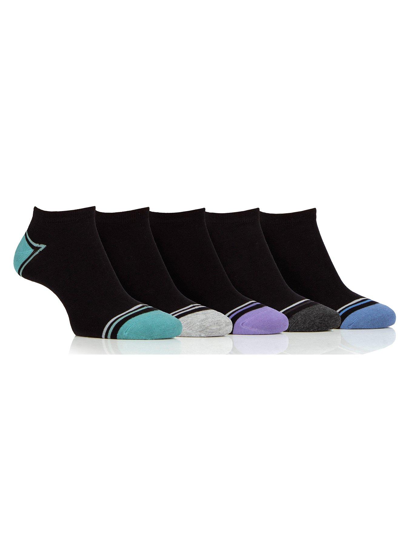 Farah 5 Pack Bamboo Plain Trainer Socks - Black
