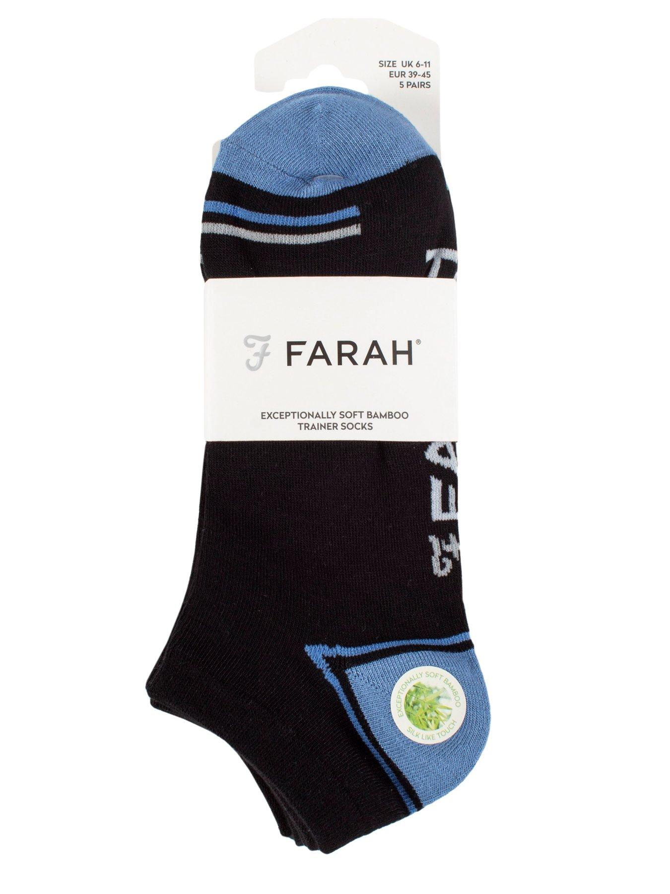 Image 2 of 2 of Farah 5 Pack Bamboo Plain Trainer Socks - Black