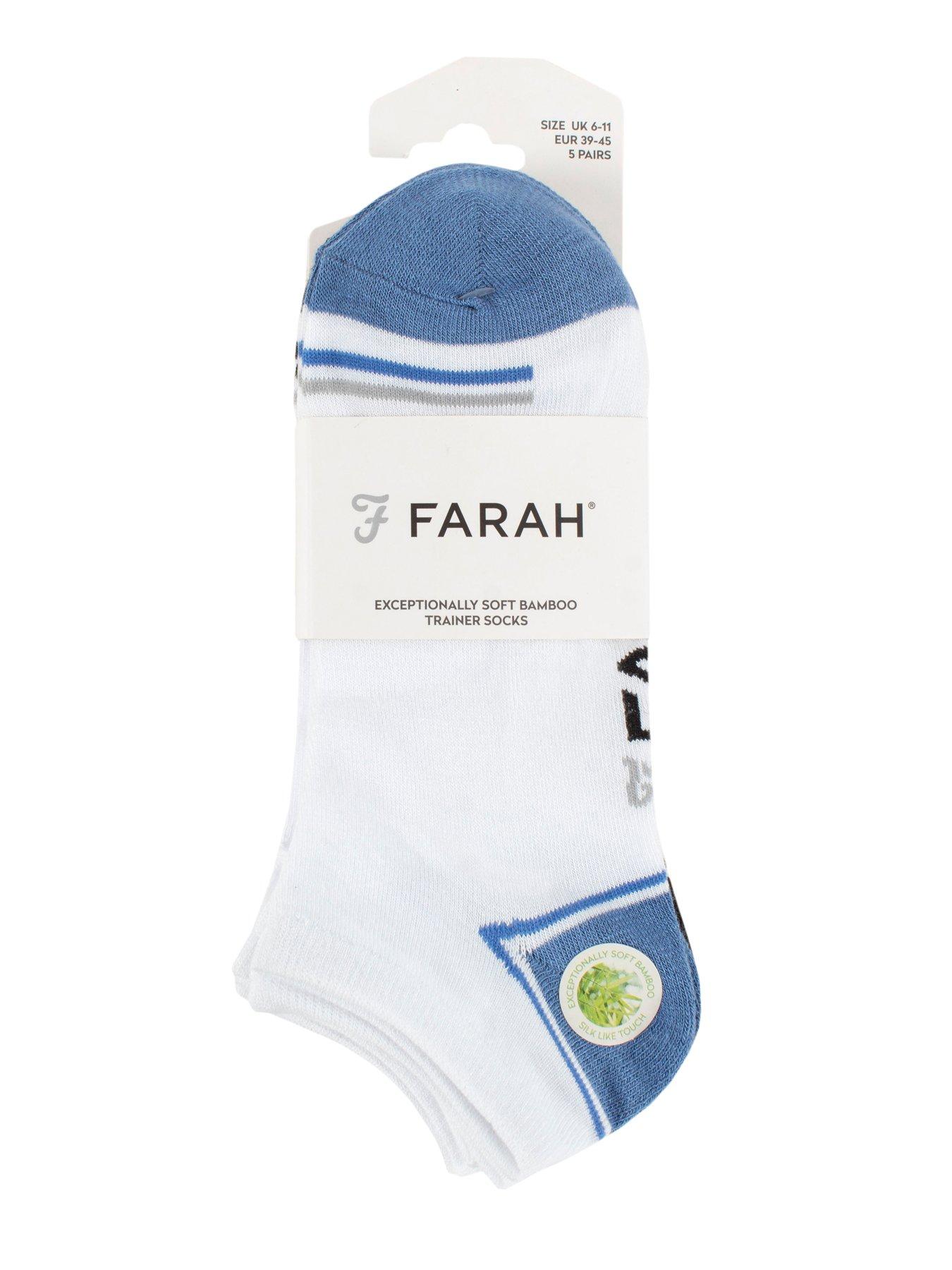 Image 2 of 2 of Farah 5 Pack Bamboo Plain Trainer Socks - White