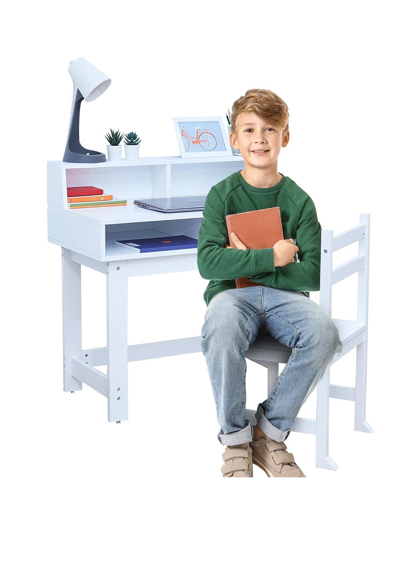  image of teamson-kids-fantasy-fields-kids-wooden-desk-amp-chairs-set-with-storage