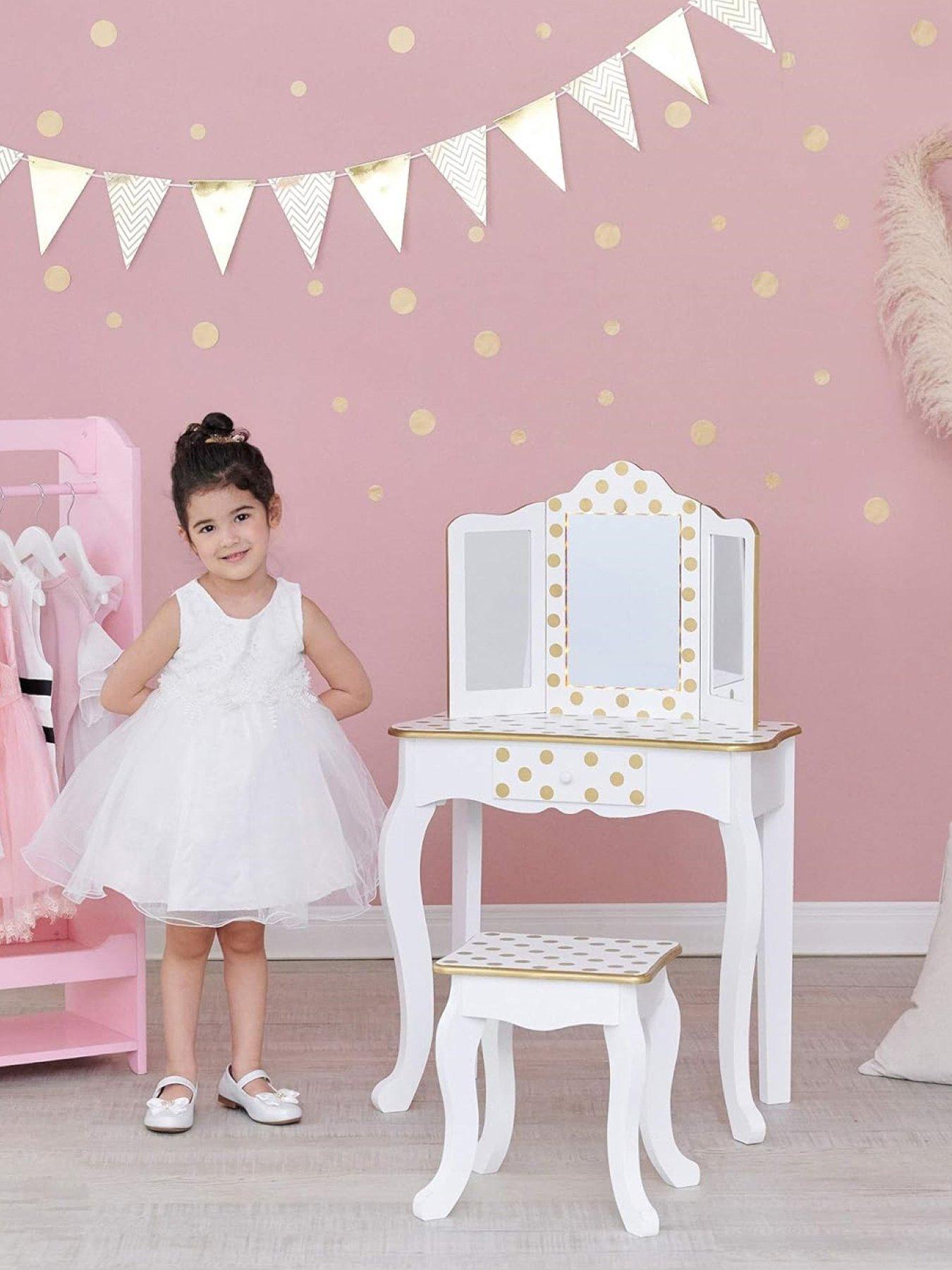 undefined Fantasy Fields Fashion Polka Dot Print Vanity Set With Led Mirror