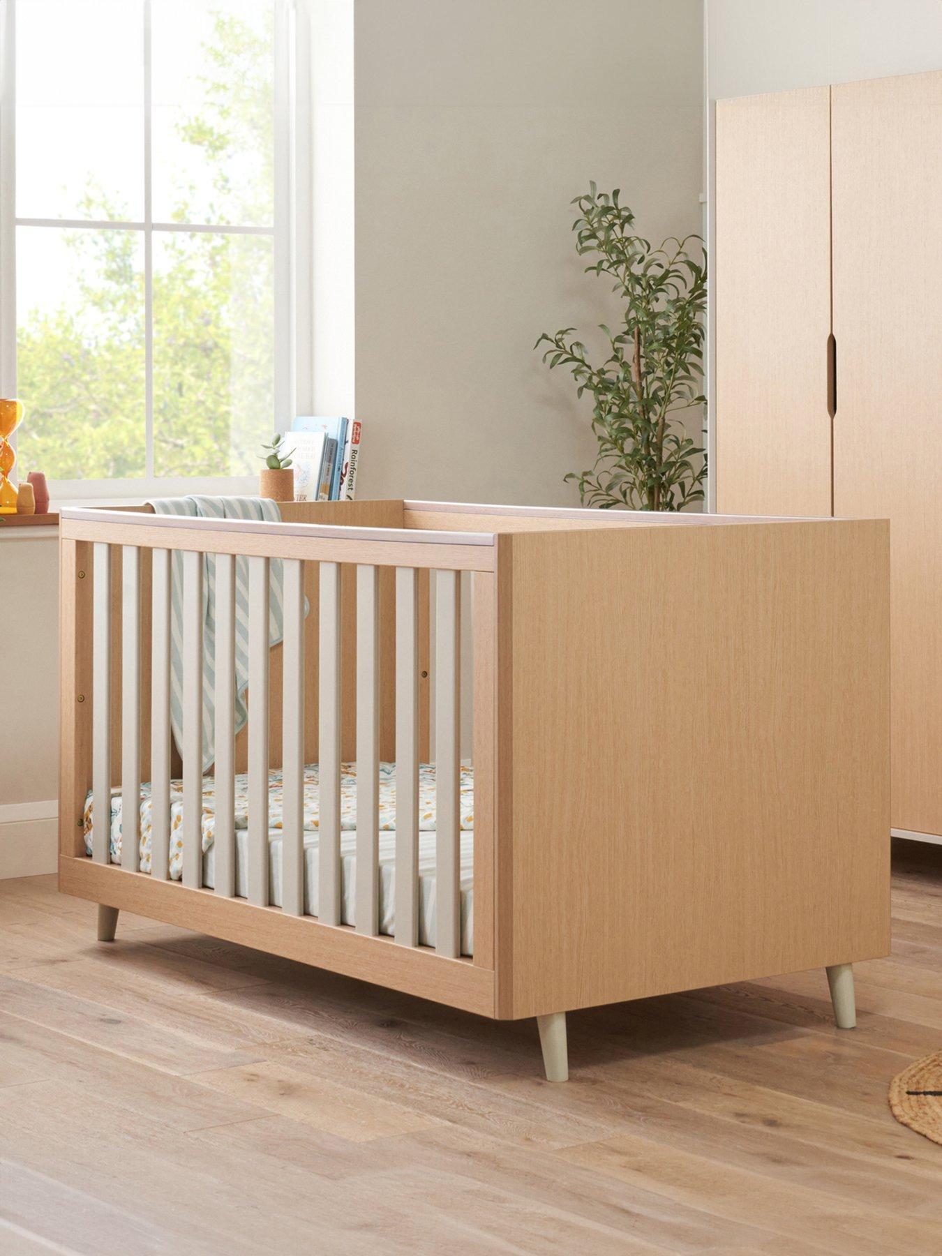 undefined Fika Cot Bed - Light Oak/White Sand