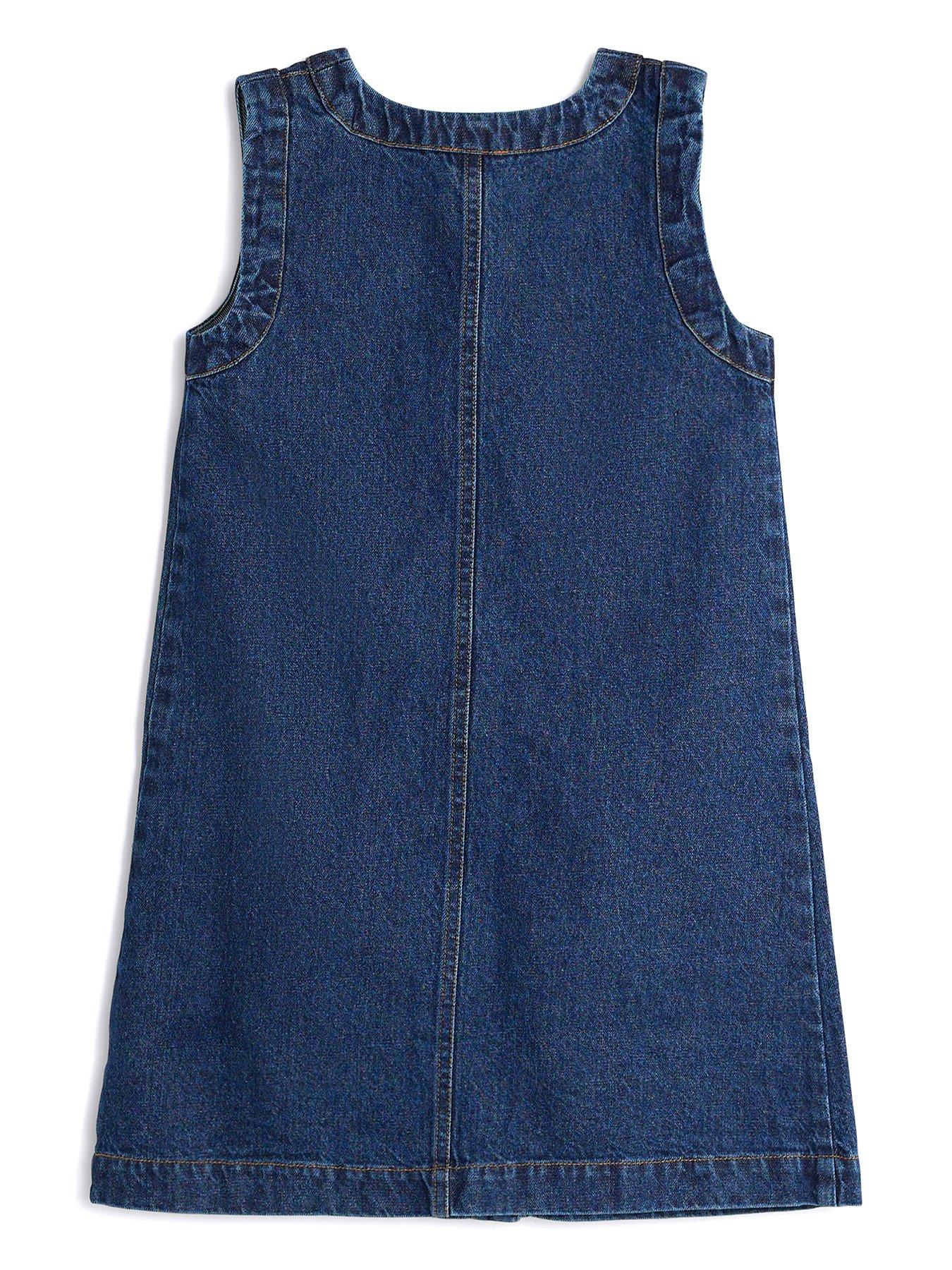  image of river-island-girls-denim-button-shift-dress-blue