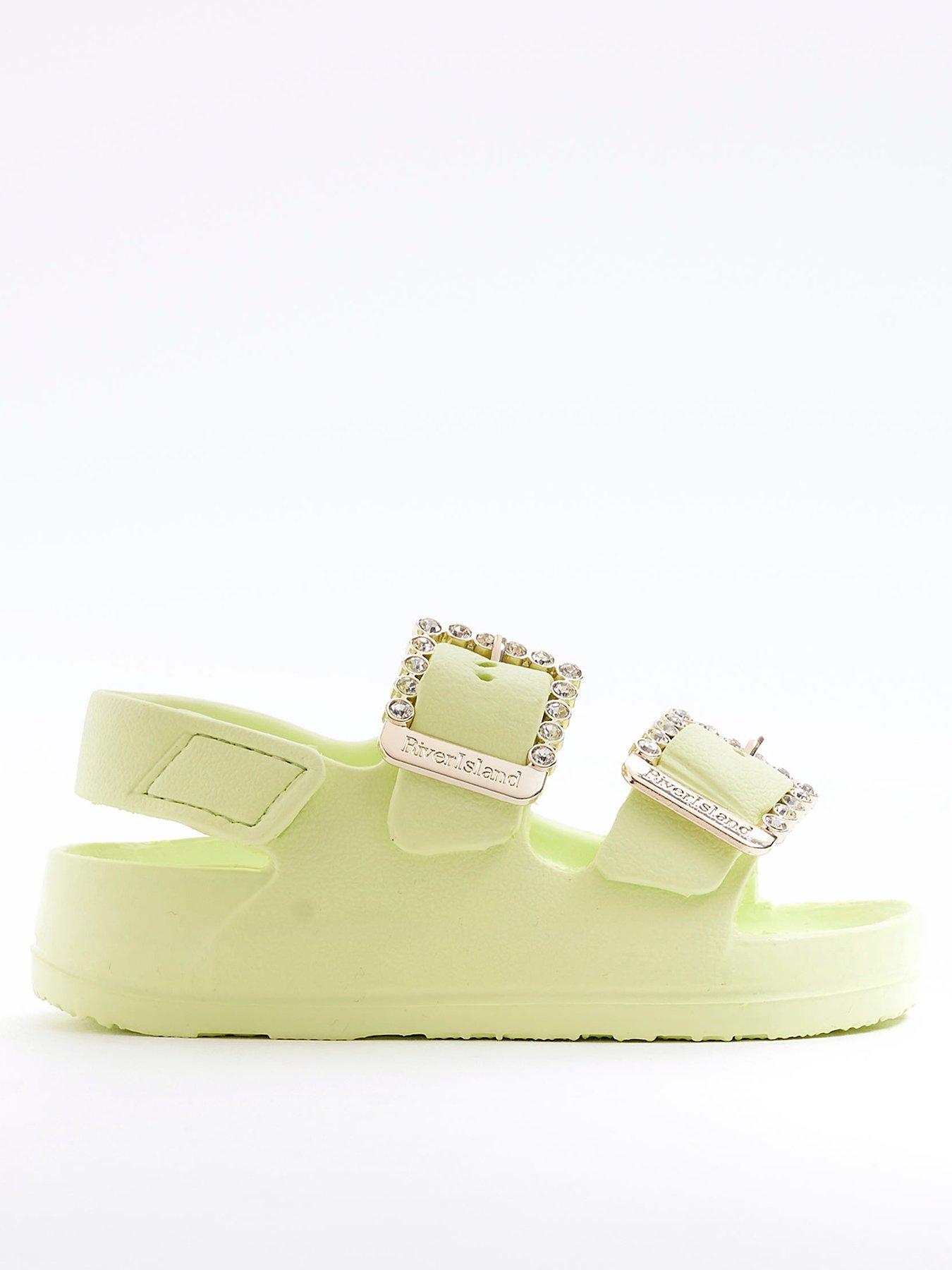  image of river-island-mini-girls-double-buckle-sandals-lime-green