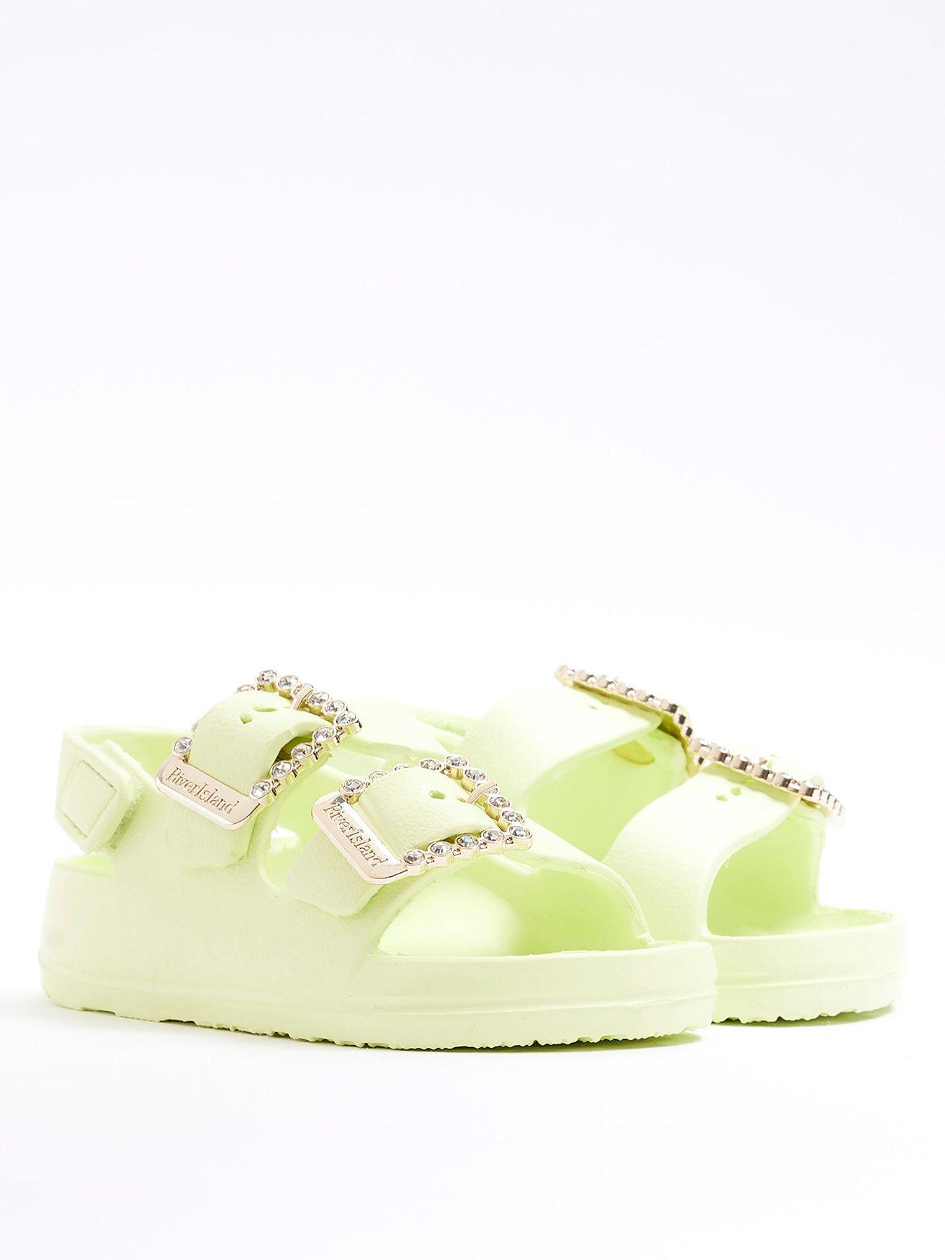 image of river-island-mini-girls-double-buckle-sandals-lime-green