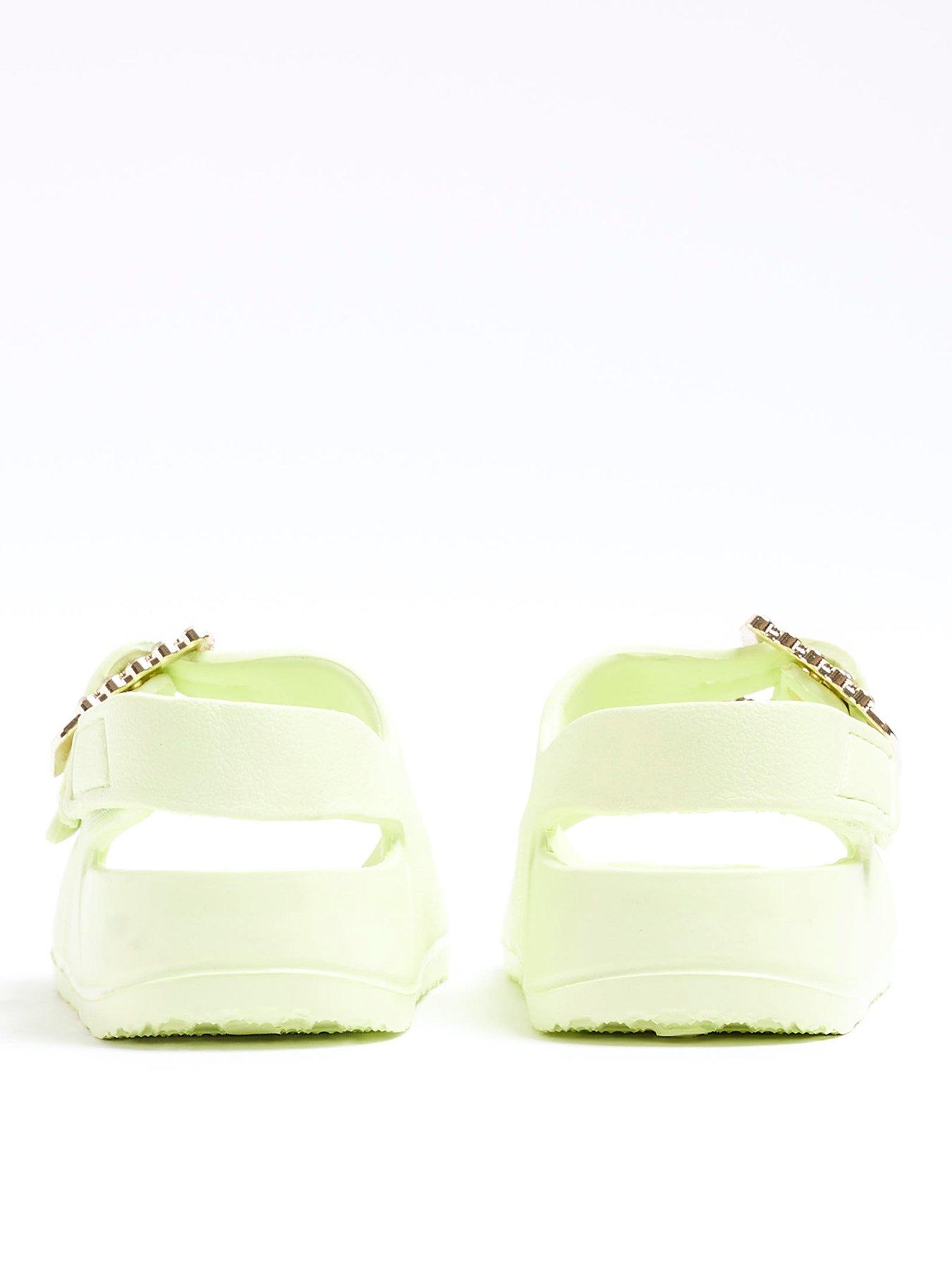  image of river-island-mini-girls-double-buckle-sandals-lime-green