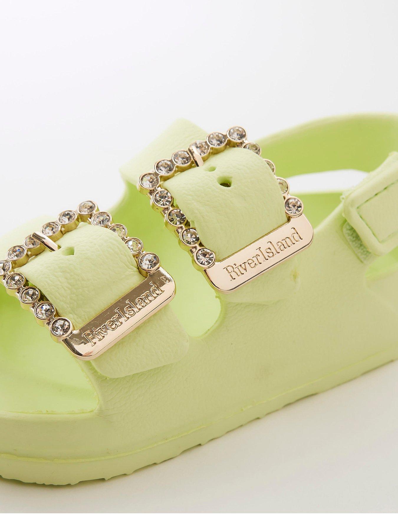  image of river-island-mini-girls-double-buckle-sandals-lime-green