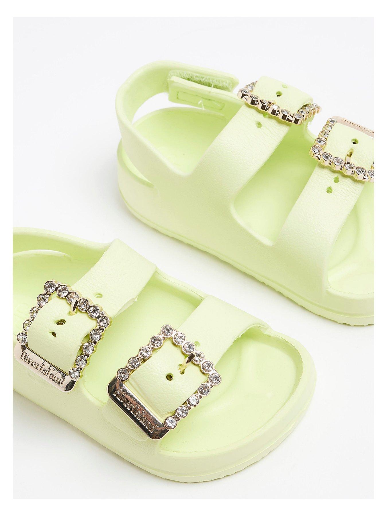  image of river-island-mini-girls-double-buckle-sandals-lime-green