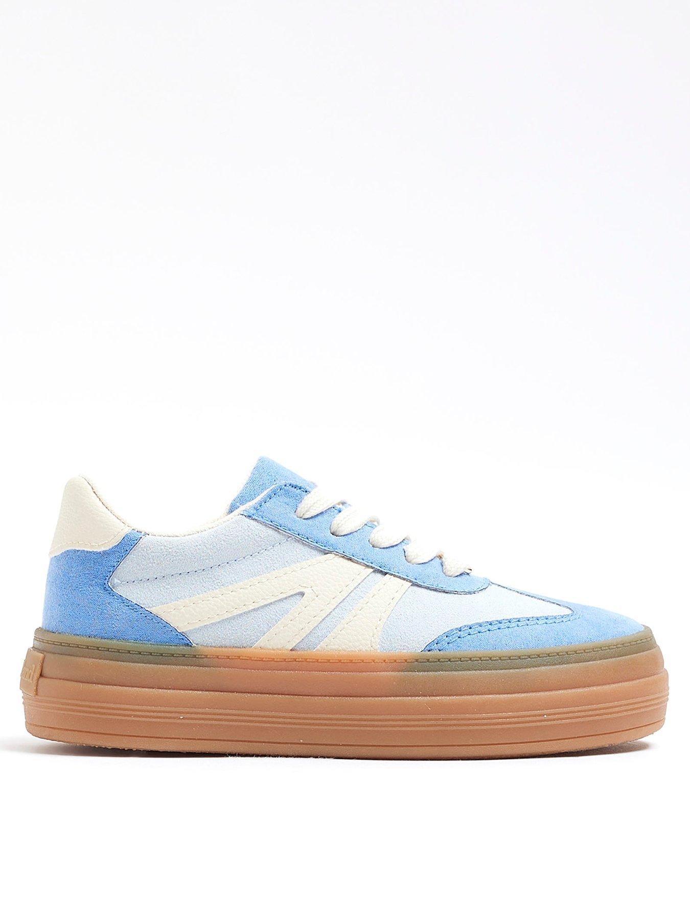  image of river-island-girls-suedette-lace-trainers-baby-blue