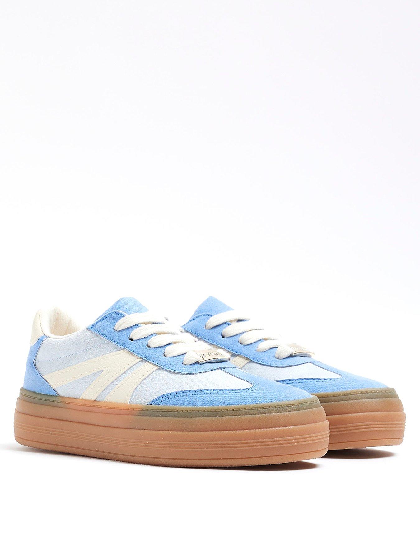  image of river-island-girls-suedette-lace-trainers-baby-blue