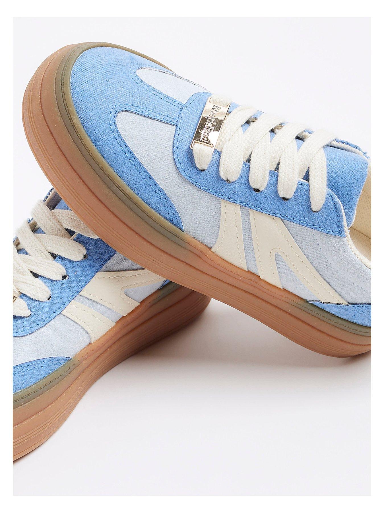  image of river-island-girls-suedette-lace-trainers-baby-blue