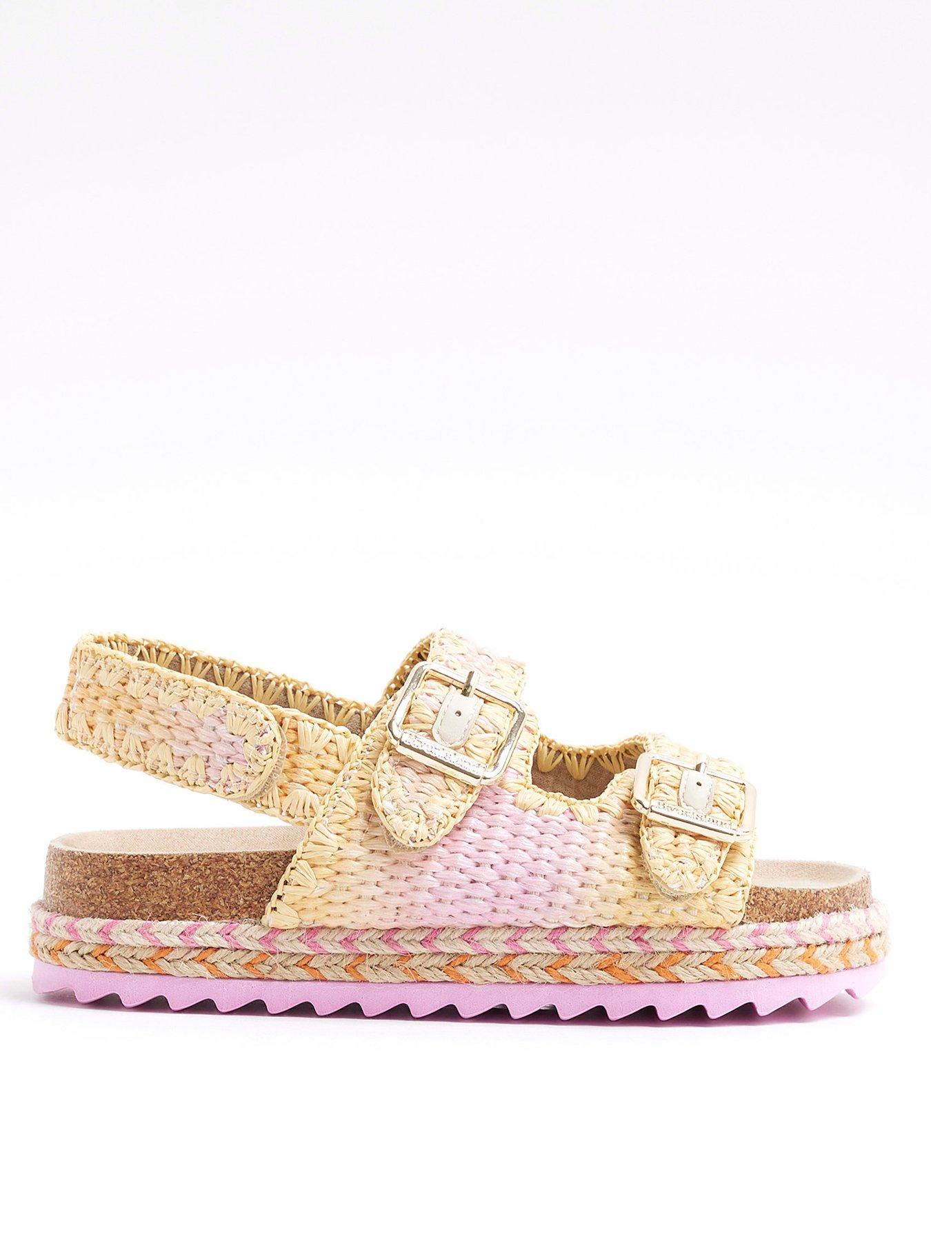  image of river-island-older-girls-ombre-raffia-sandals-light-pink