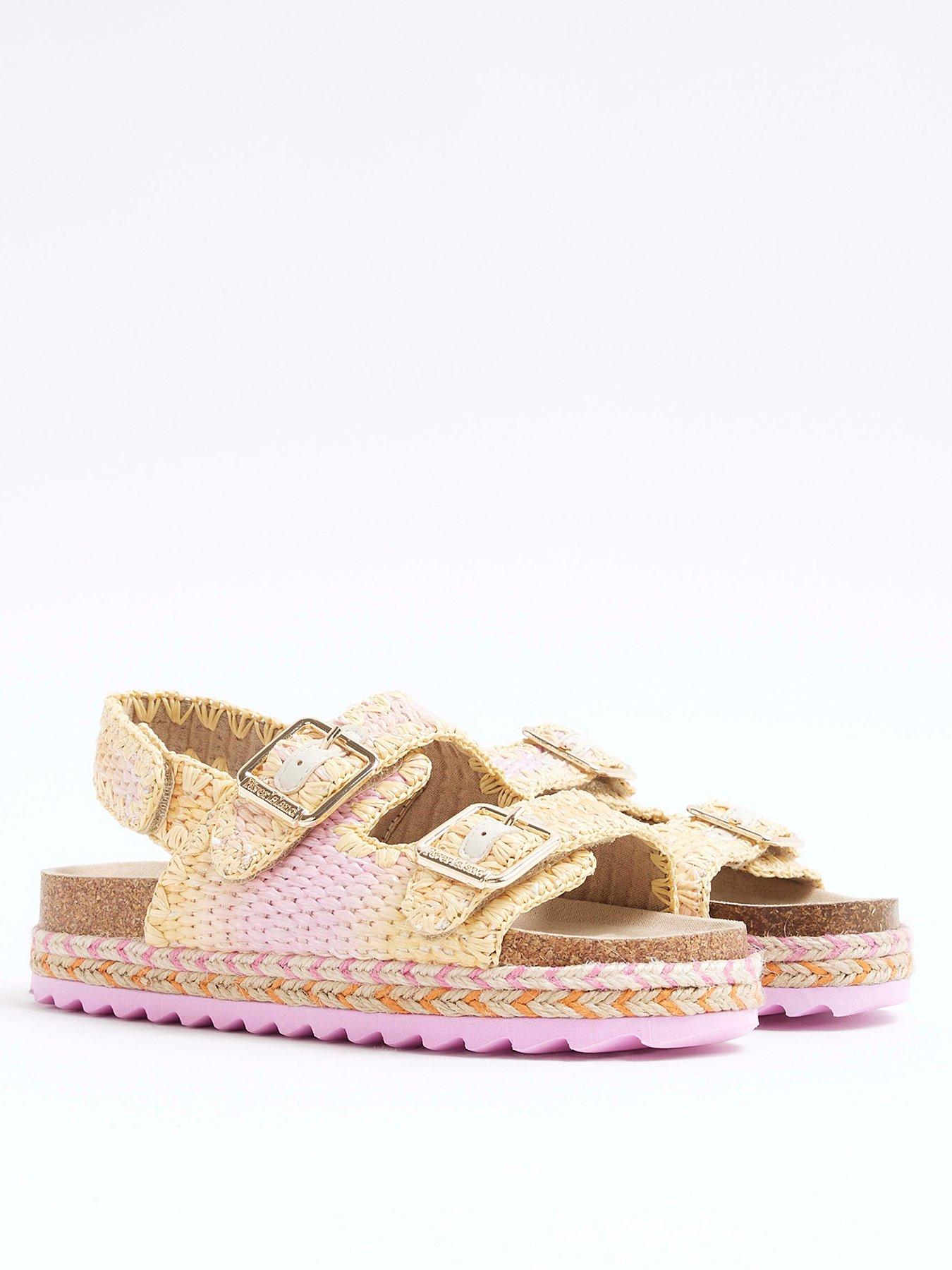  image of river-island-older-girls-ombre-raffia-sandals-light-pink