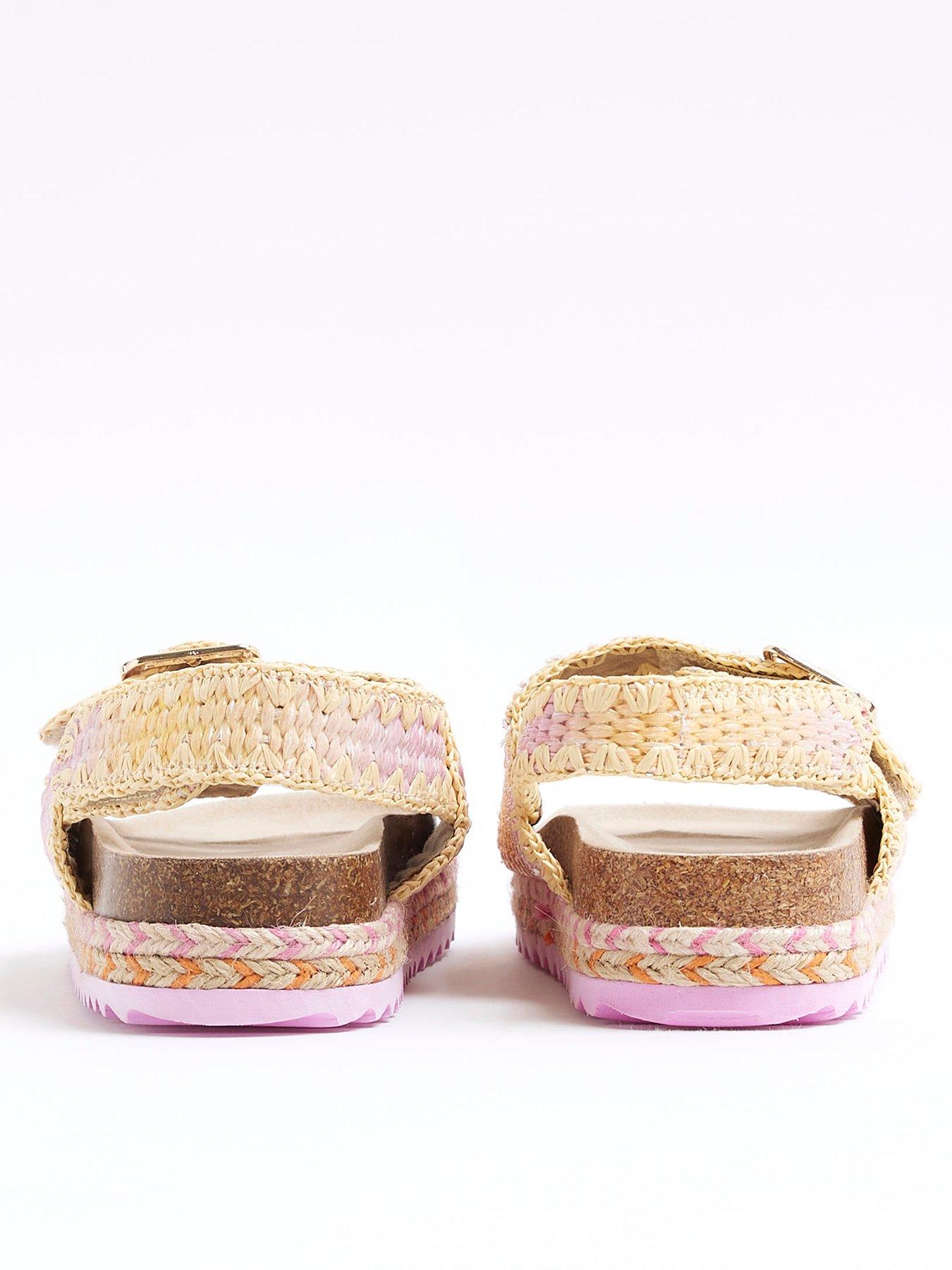  image of river-island-older-girls-ombre-raffia-sandals-light-pink