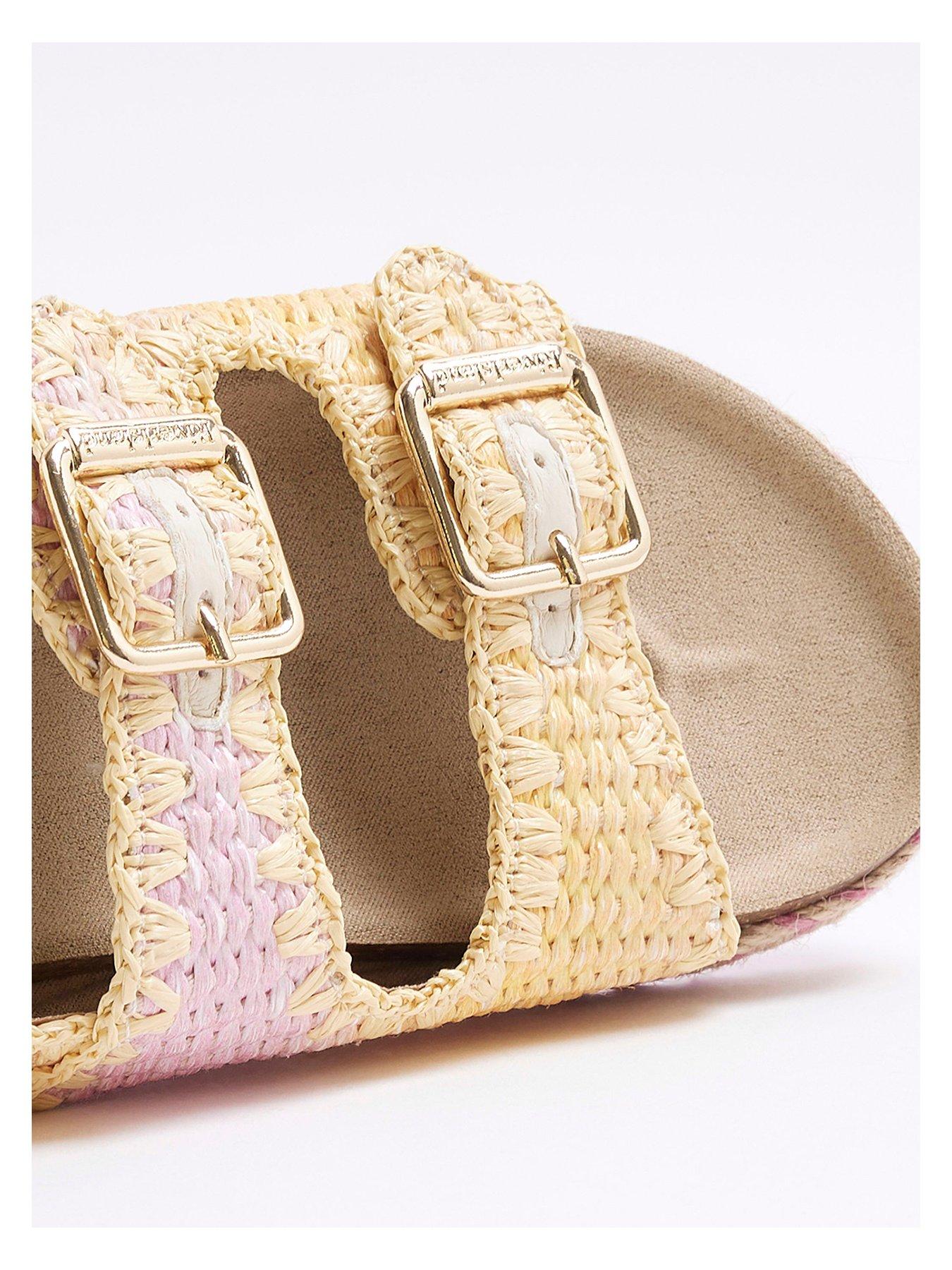  image of river-island-older-girls-ombre-raffia-sandals-light-pink