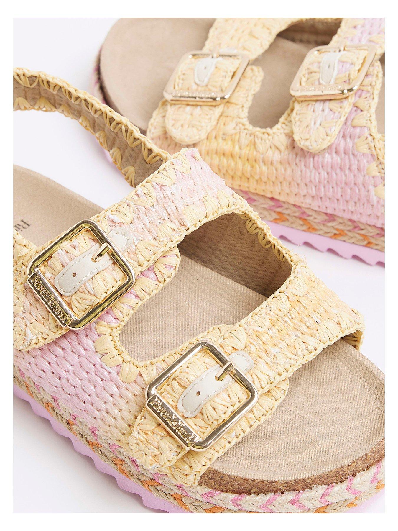  image of river-island-older-girls-ombre-raffia-sandals-light-pink